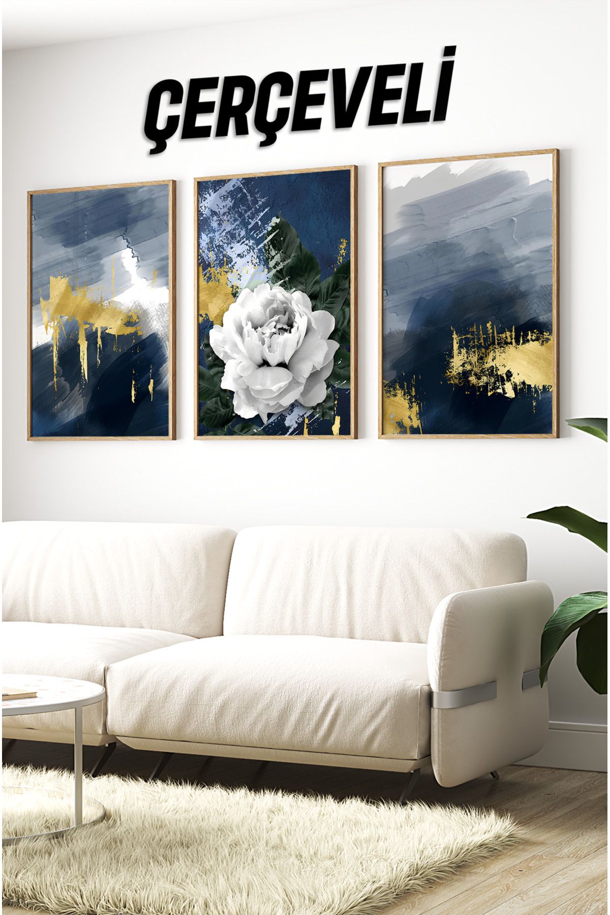 kutuTR Ahşap Çerçeveli Mdf Tablo Seti Matisse, Bohem, Kusama Salon Ve Oturma Odası İçin ÇT3083