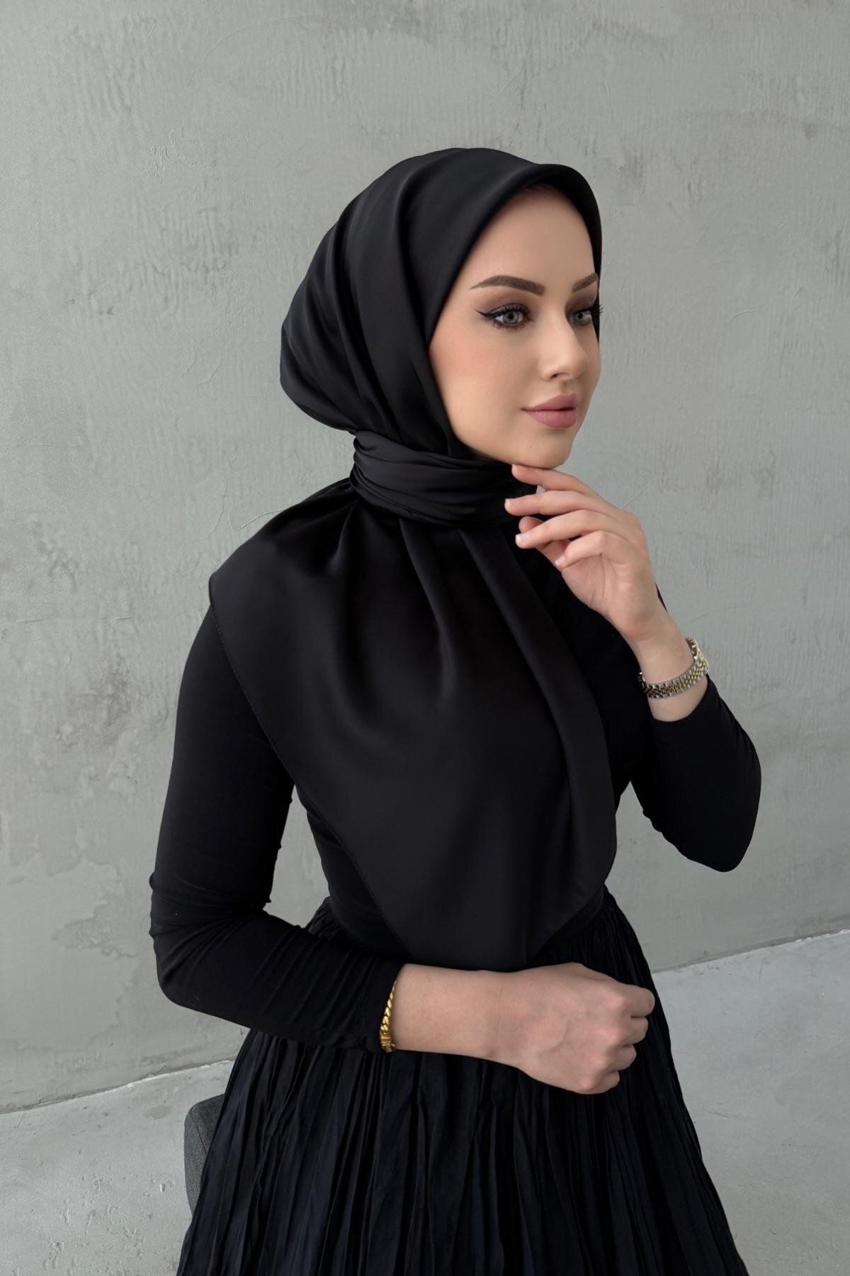 Byedauzunlar Siyah Arla Kumlu İpek ŞalEşarp