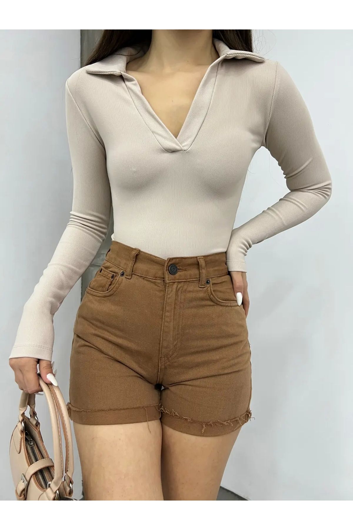 TakıDolabı Yaka Ottoban Crop Bluz