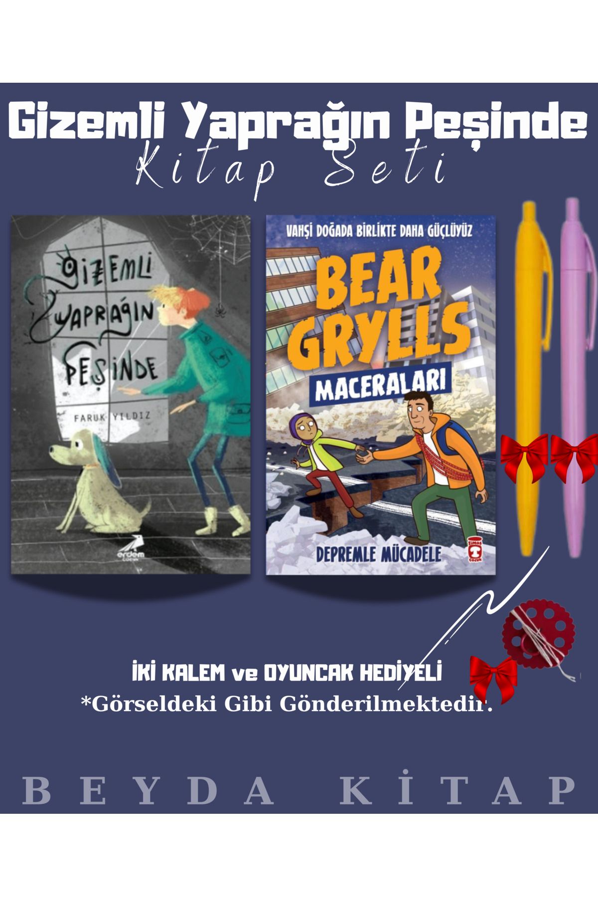 Erdem Yayınları Gizemli Yaprağın Peşinde - Bear Grylls Maceraları - Kalem ve Oyuncak Hediyeli Kitap Seti