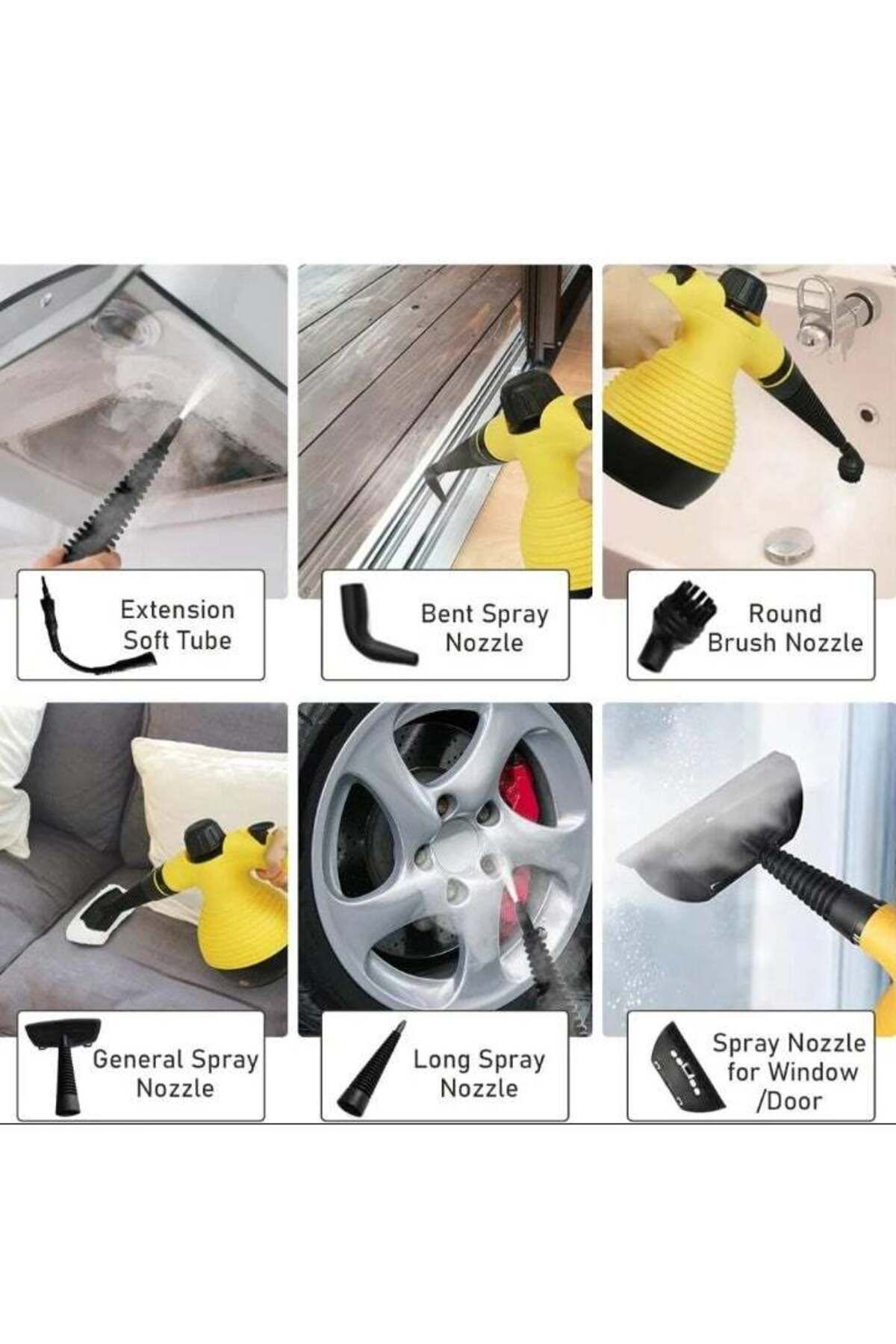 Denx-A multi-use steam cleaning device that operates electrically, with a power of 1200 watts, and a 4
