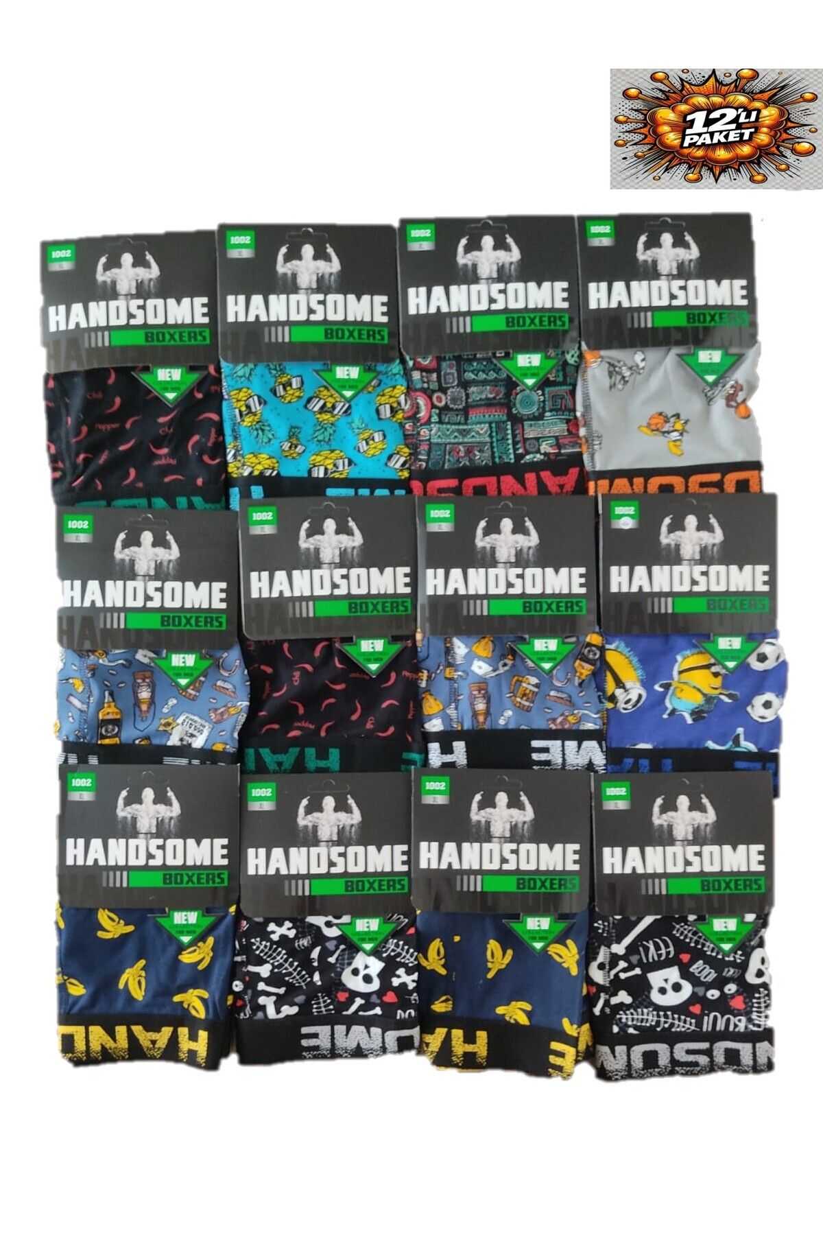 Pardon Erkek Bamboo Baskılı Boxer 12 Adet