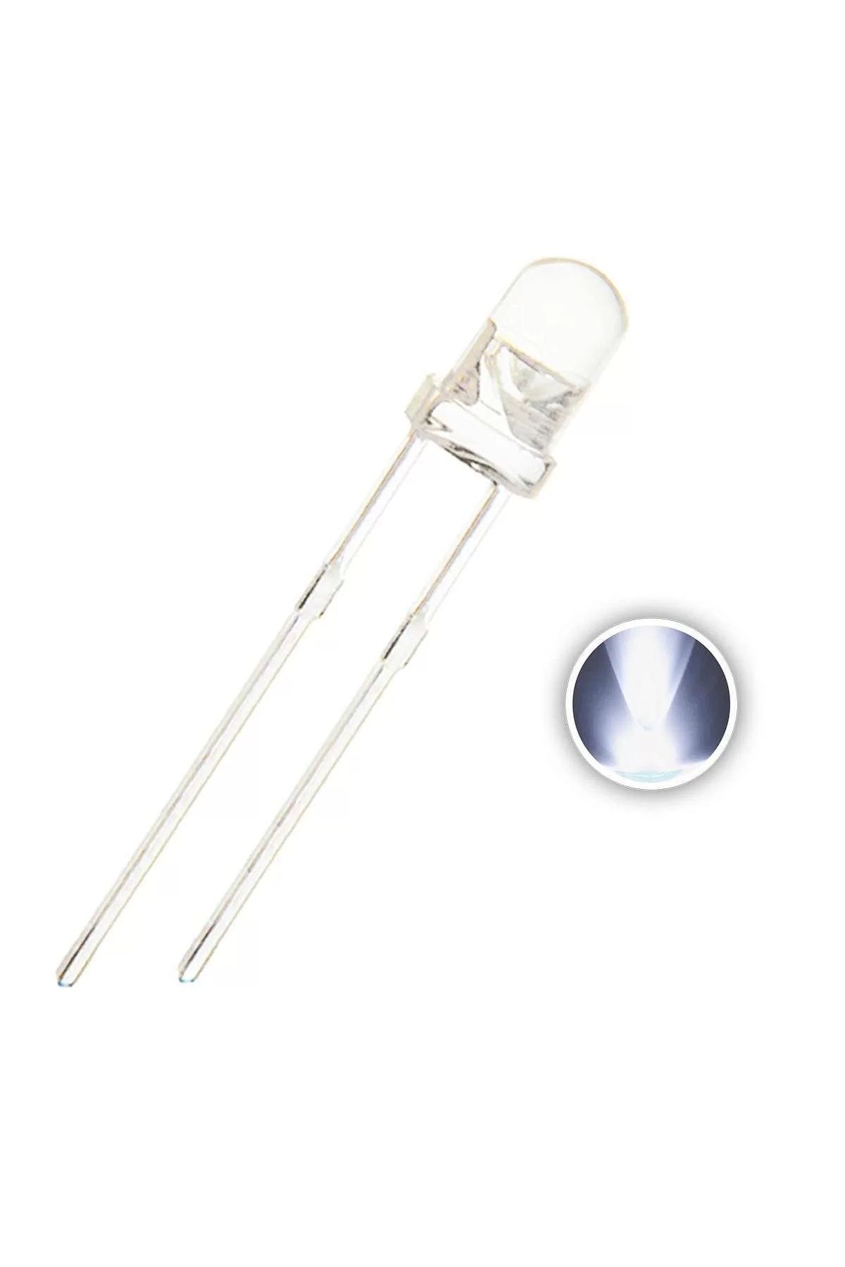 TIEE 3mm LED Şeffaf Beyaz
