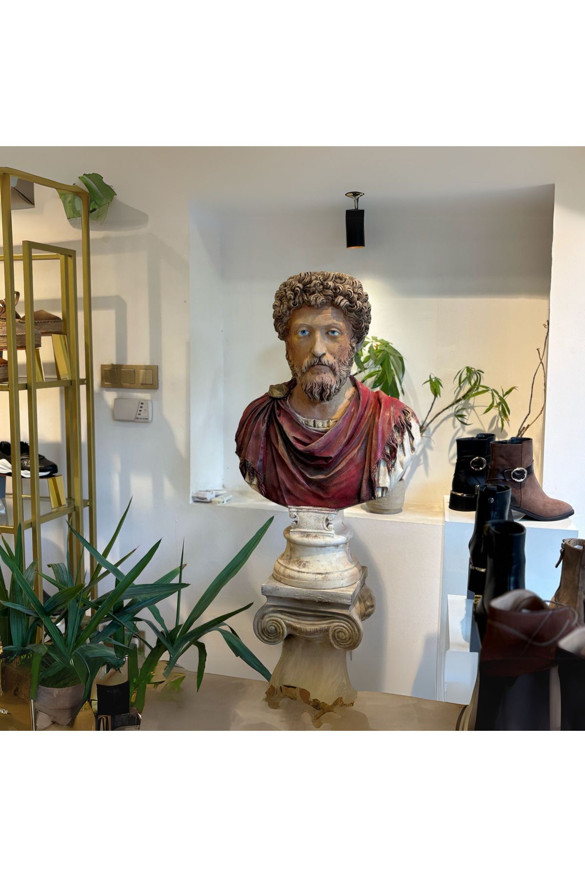 yıldız atolye sanat El Yapımı Antik Roma Büst Heykel, Polyester ve Taş Tozu Karışımı, Dekoratif Sanat Eseri