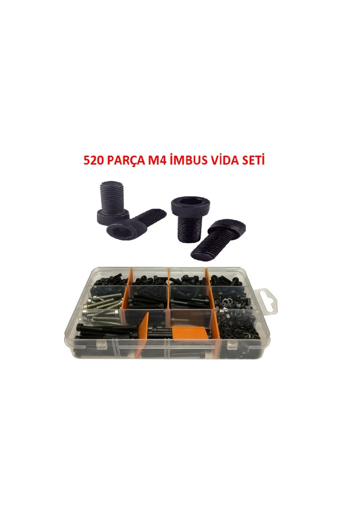Ayder Hırdavat 500 Parça M4 İmbus /Alyan Başlı/Civata Somun Rondela Seti