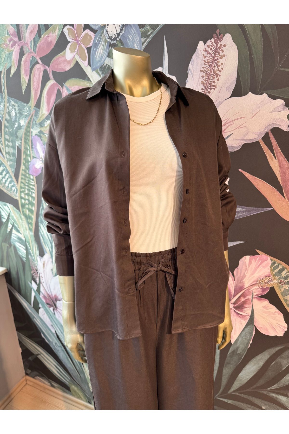 Büşra Butik Acı Kahve Gömlek Takım