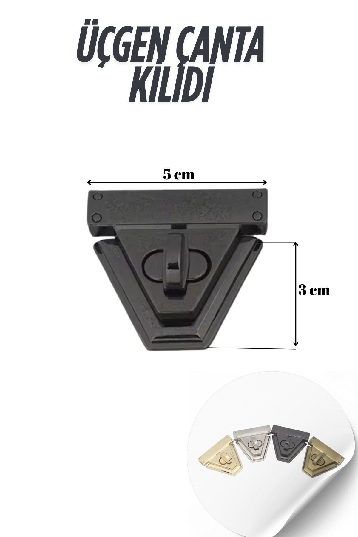 Kardelux Üçgen Model Çanta Kilidi (Büyük Model) 5cm - Çanta Tokası - Çanta Aksesuarı