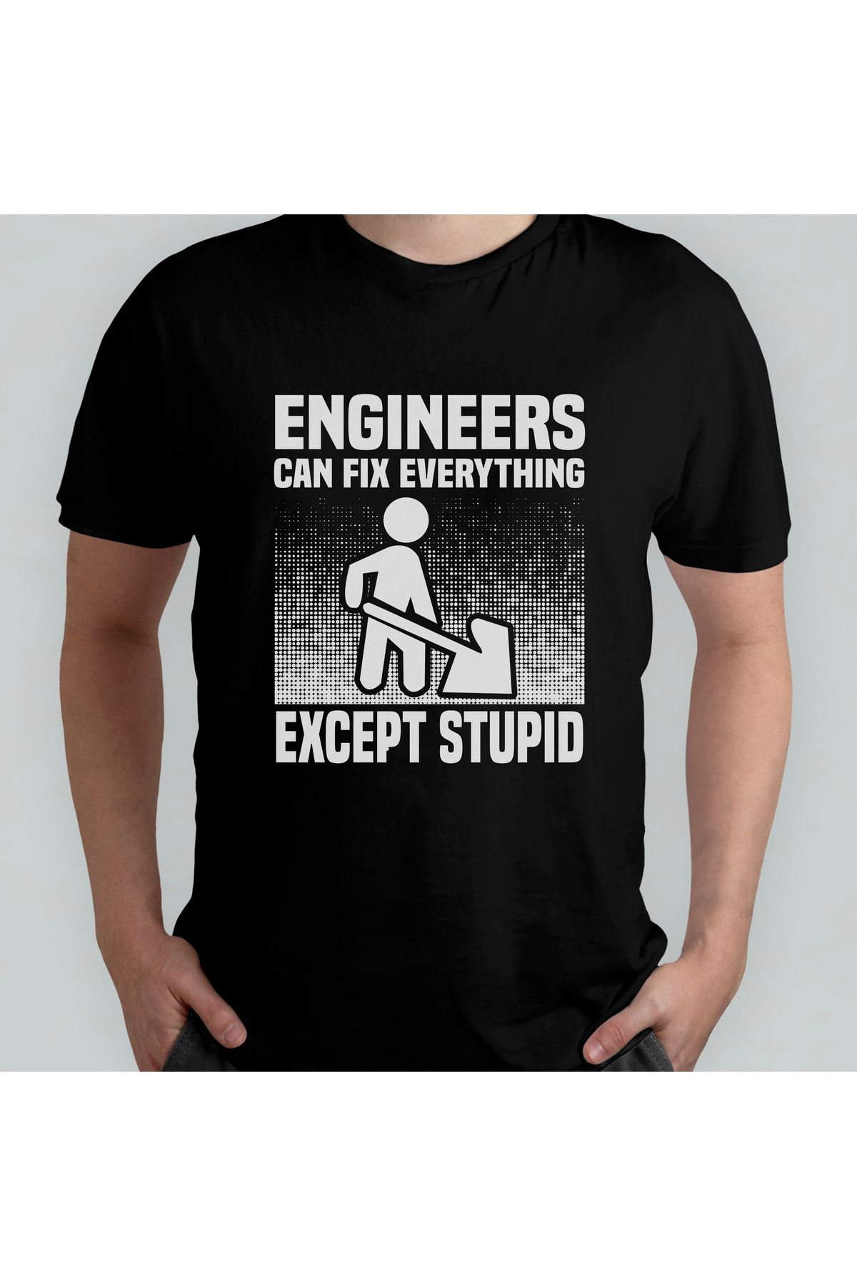 Pixxa Mühendis Engineer I Can't Fix Stupid Unisex %100 Pamuklu Bisiklet Yaka T-Shirt Model 2