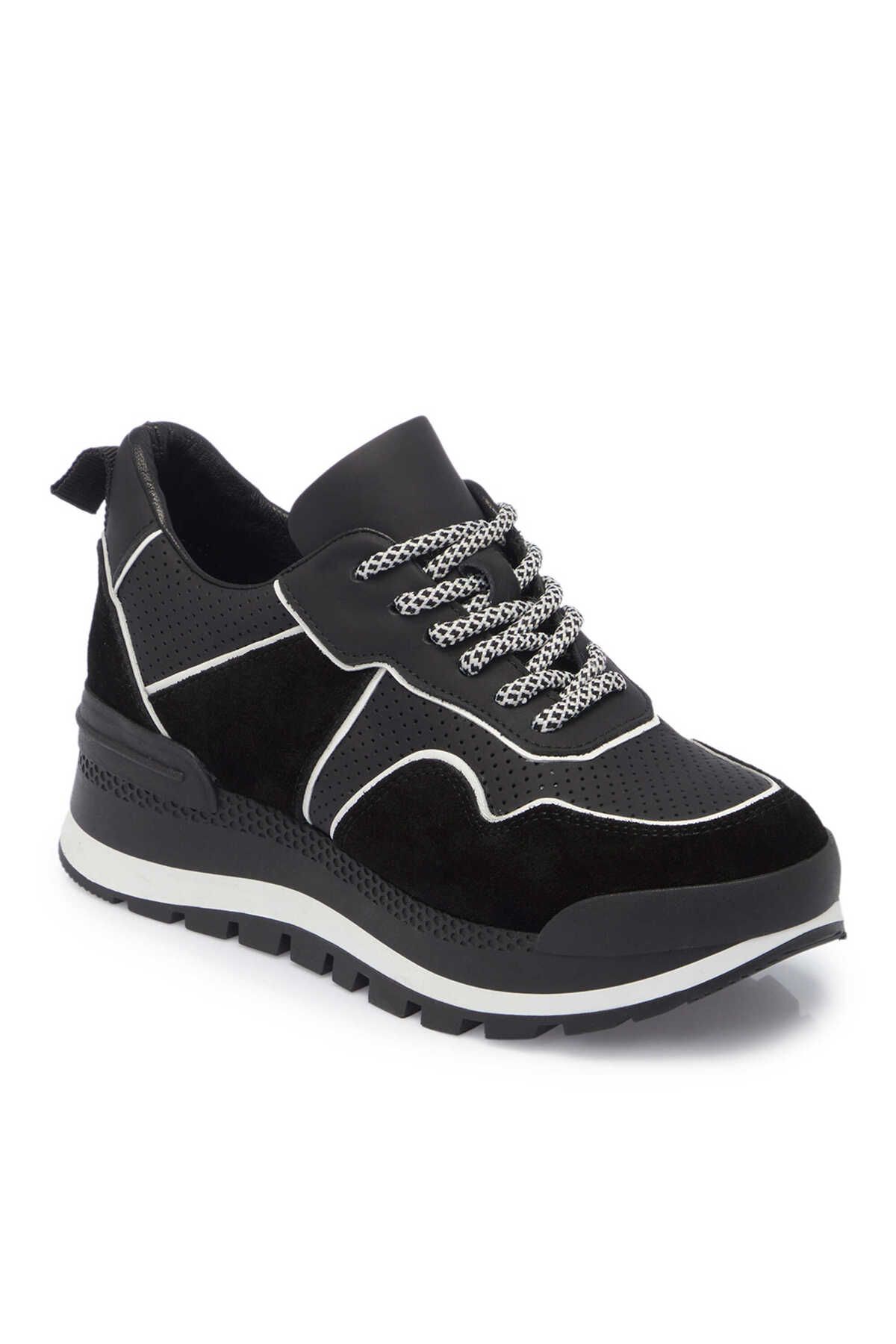 Tergan Siyah Hakiki Deri Kadın Sneaker - K24I1AY67120-W19