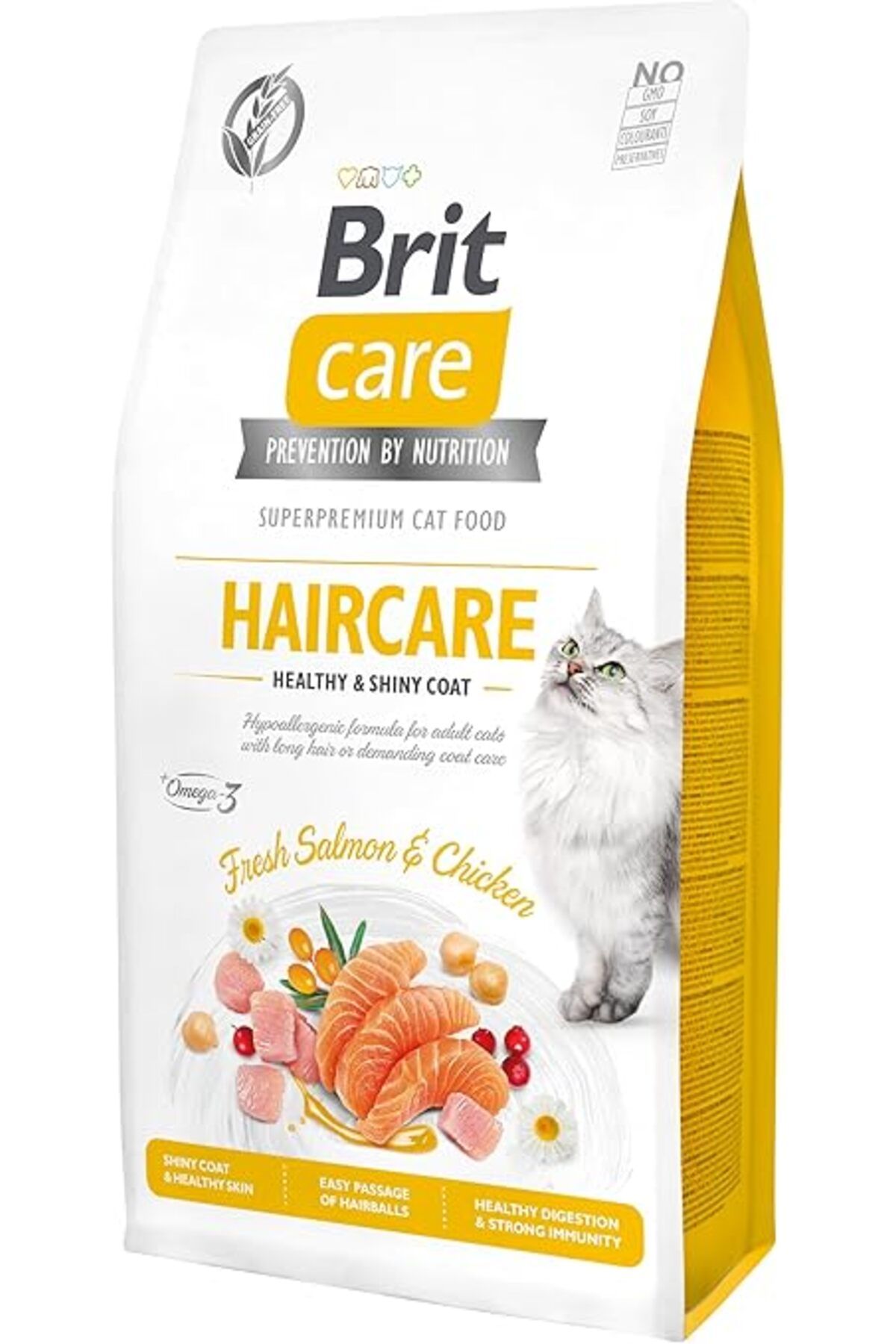 Brightwell Brit Care Haircare Healthy & Shiny Coat, Yetişkin Kediler İçin, Tahılsız, Hipoalerjenik, Taze Somon