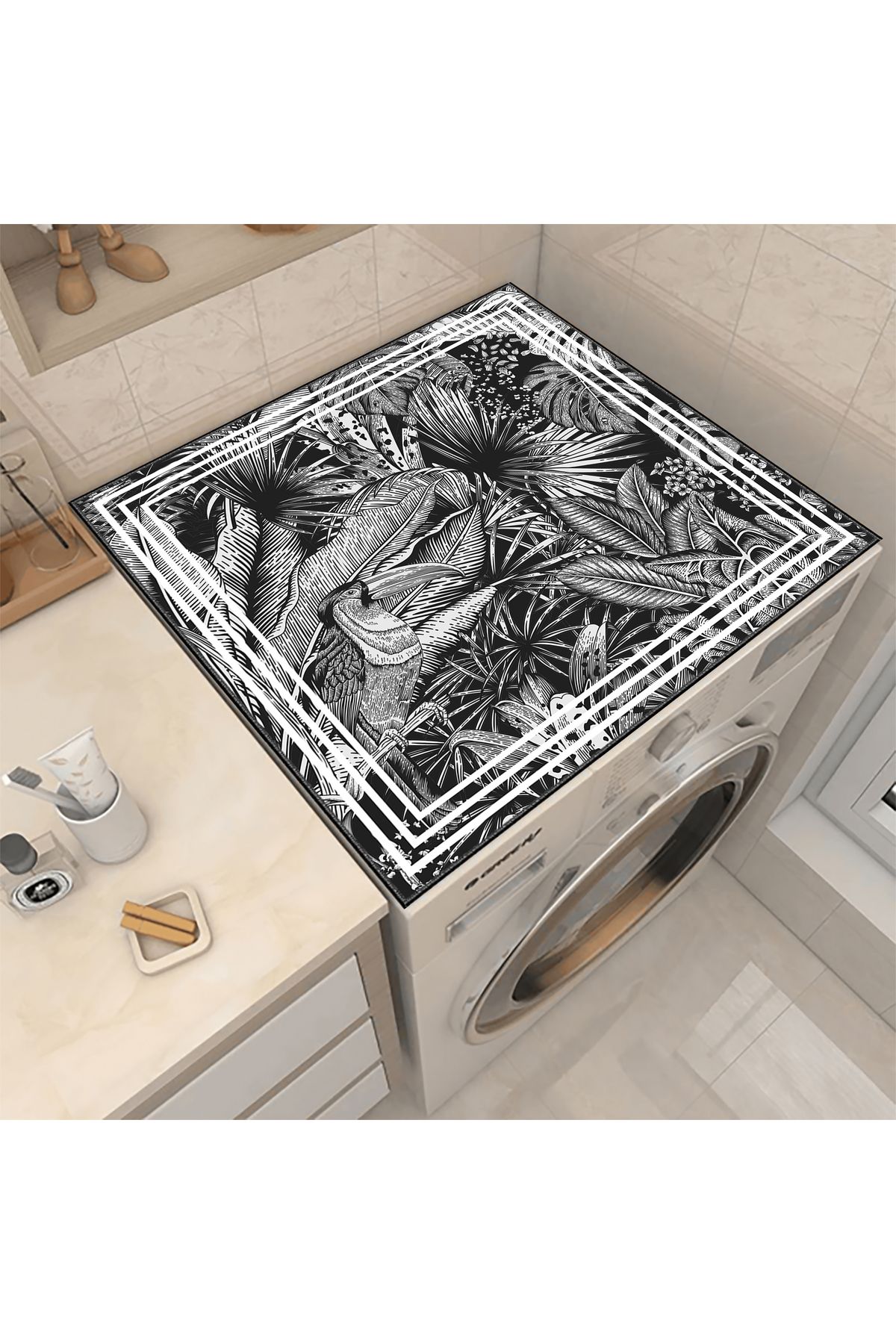 The Rug Collective Çamaşır Makinesi Matı Kurutma Makinesi Örtüsü Su Geçirmez Kaymaz Yıkanabilir