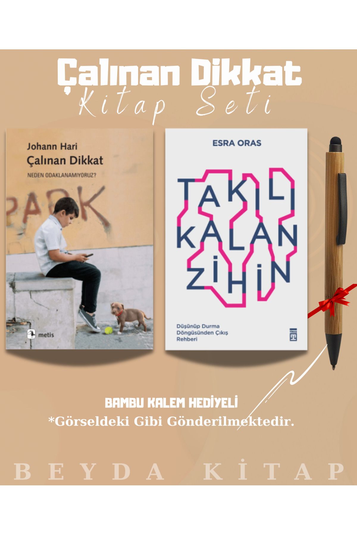 Metis Yayınları Çalınan Dikkat - Takılı Kalan Zihinler - Bambu Kalem Hediyeli - Kitap Seti
