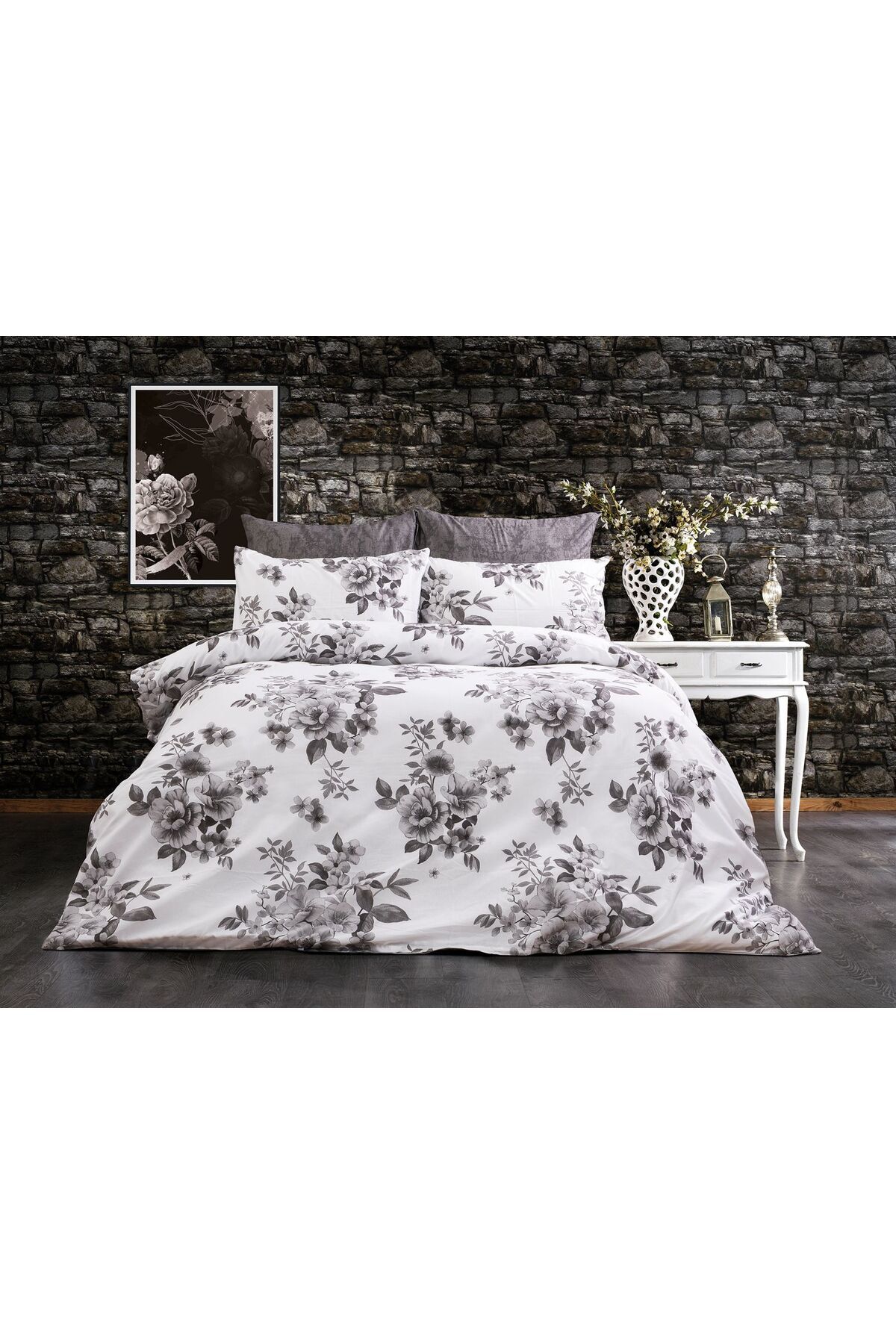 FurkanTicaret Çift Kişilik Nevresim Takımı - 1 Nevresim, 1 Lastikli Çarşaf, 2 Yastık Kılıfı - %70 Pamuk %30 poly