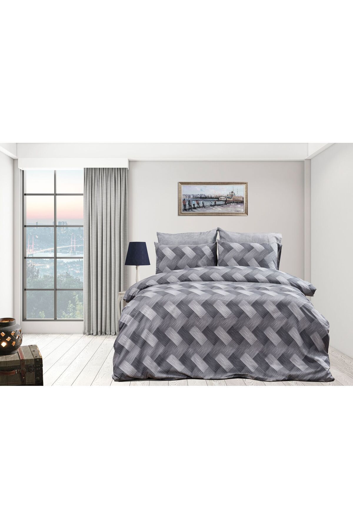 FurkanTicaret Çift Kişilik Nevresim Takımı - 1 Nevresim, 1 Lastikli Çarşaf, 2 Yastık Kılıfı - %70 Pamuk %30 poly