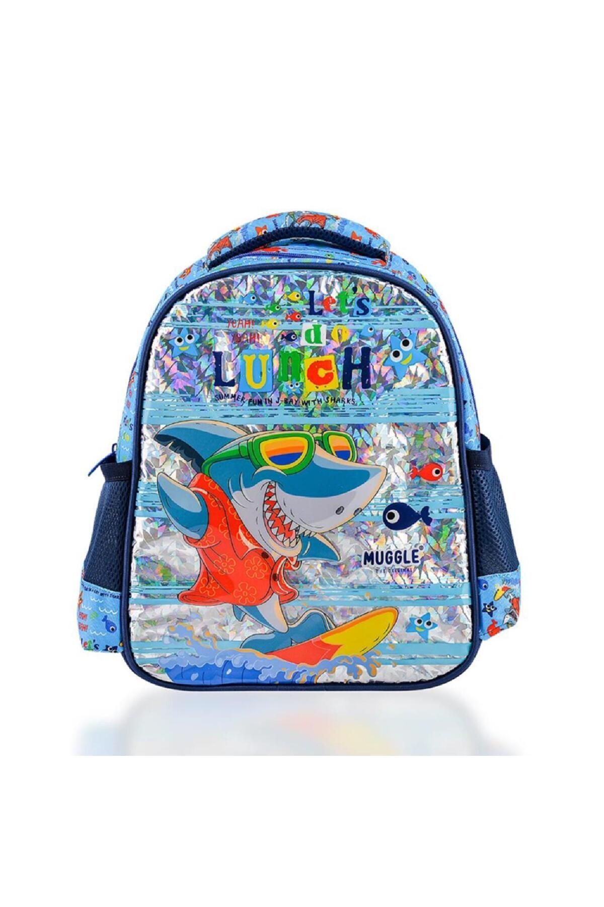 MUGGLE Tek Bölmeli Cute Shark Anaokulu Çantası Mavi (MU-0051)