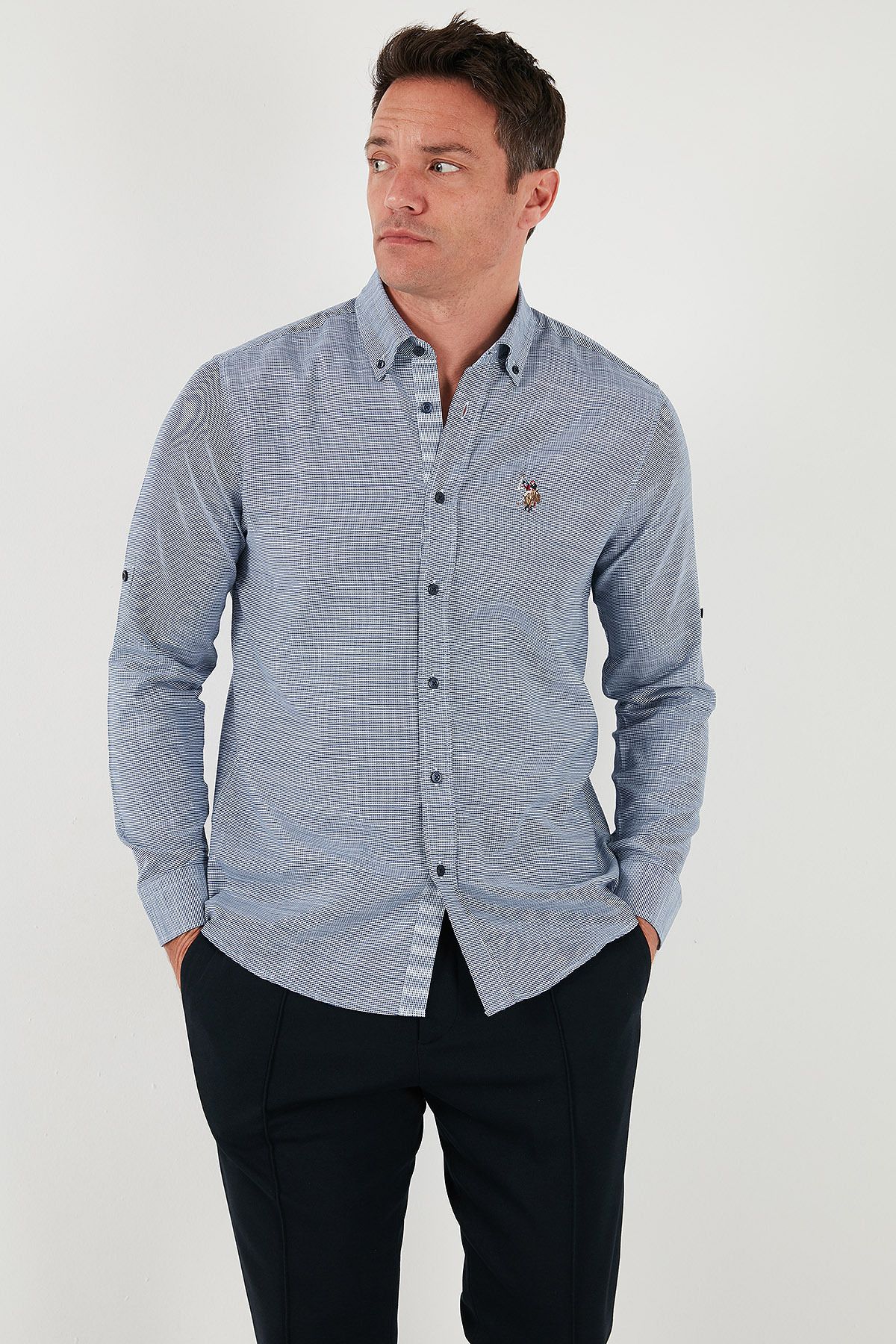 U.S. Polo Assn. U.S. Polo Logolu Pamuklu Regular Fit Düğmeli Yaka Gömlek Erkek GÖMLEK G081SZ0042106210