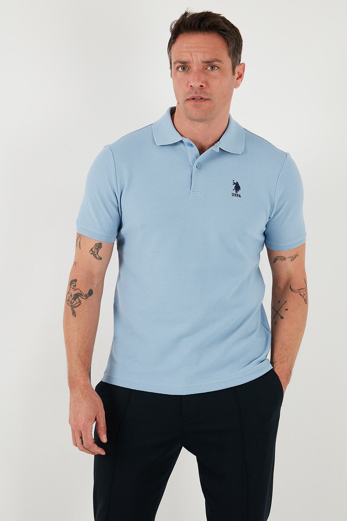 U.S. Polo Assn. U.S. Polo Logolu Pamuklu Regular Fit Düğmeli Polo Yaka T Shirt Erkek T SHİRT G081GL0112106339