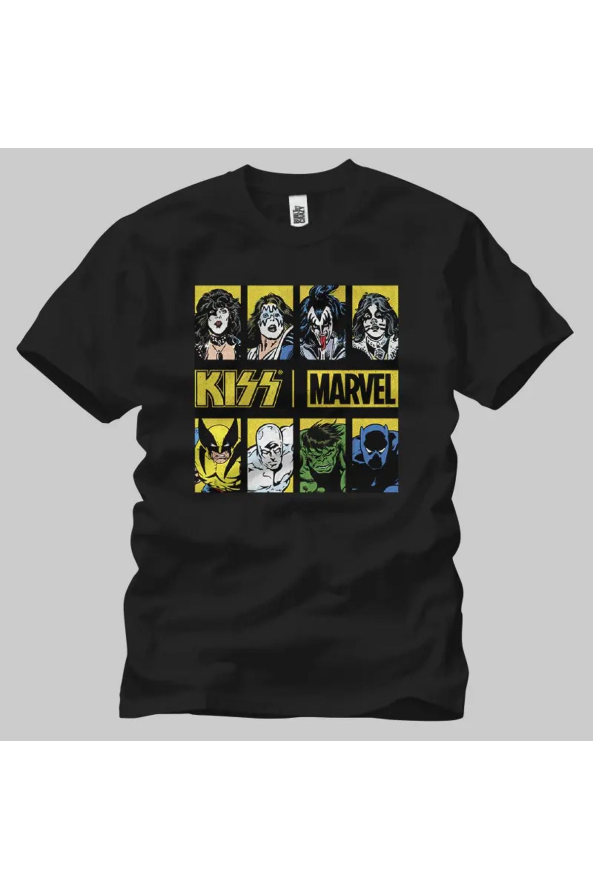 Built By Crazy Marvel Kiss Rock Hero Panels Unisex Tişört