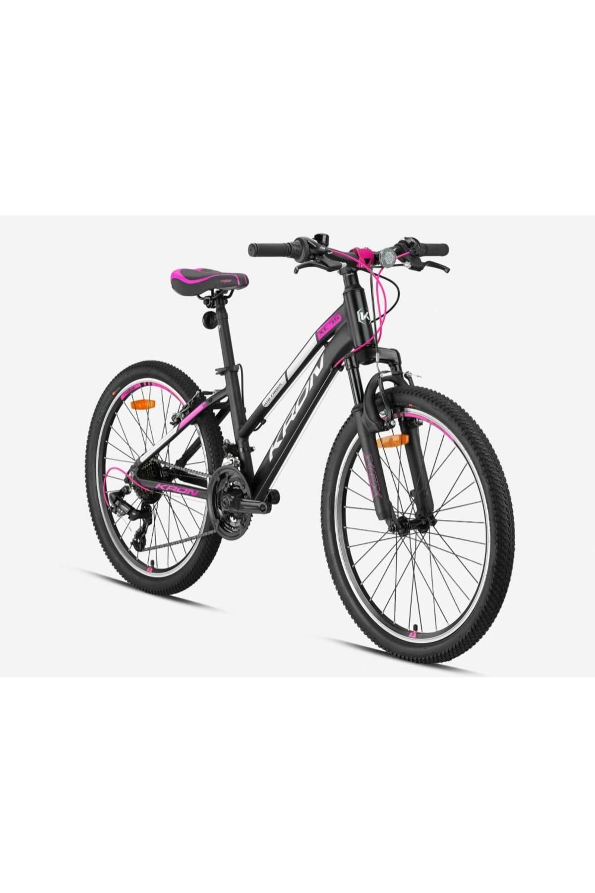 Kron XC 75 24 Jant Lady V-fren 21 Vites Alüminyum Gövde Kız Çocuk Dağ Bisikleti Mat Siyah Pembe