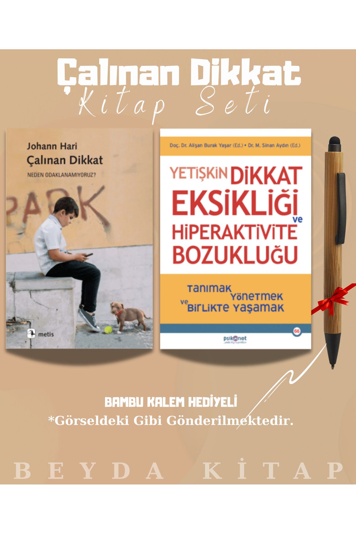Metis Yayınları Çalınan Dikkat - Yetişkin Dikkat Eksikliği - Bambu Kalem Hediyeli - Kitap Seti