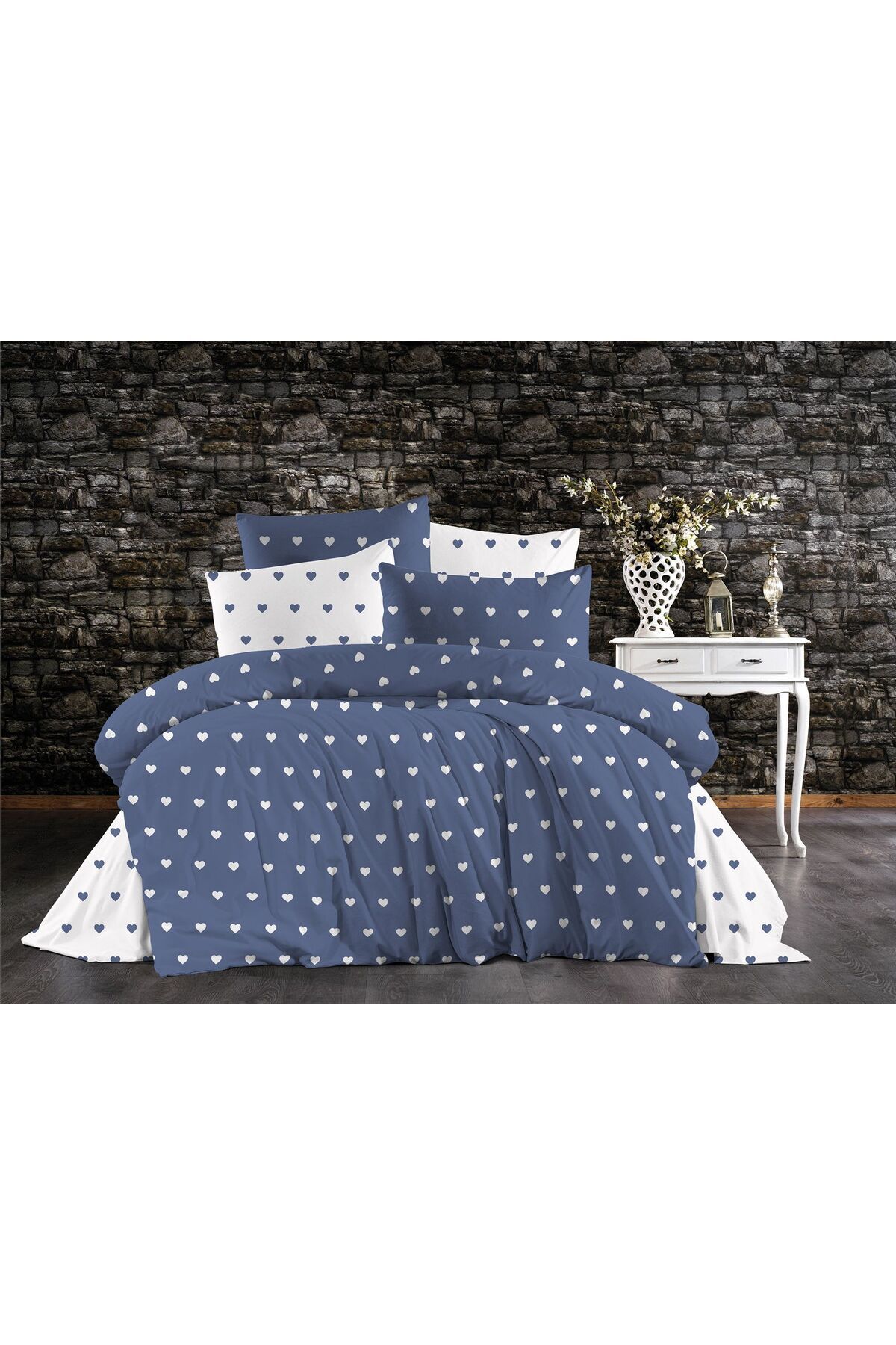 FurkanTicaret Çift Kişilik Nevresim Takımı - 1 Nevresim, 1 Lastikli Çarşaf, 2 Yastık Kılıfı - %70 Pamuk %30 poly