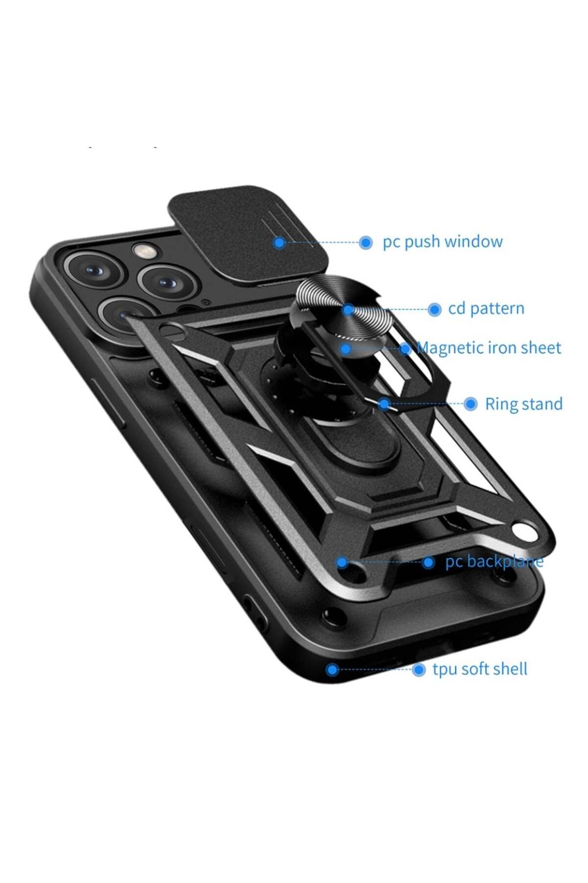 SKYDDAR INNOVATION-Husă pentru iPhone 16 Pro Max, protecție cameră, CamShield, neagră, set autocolante 2