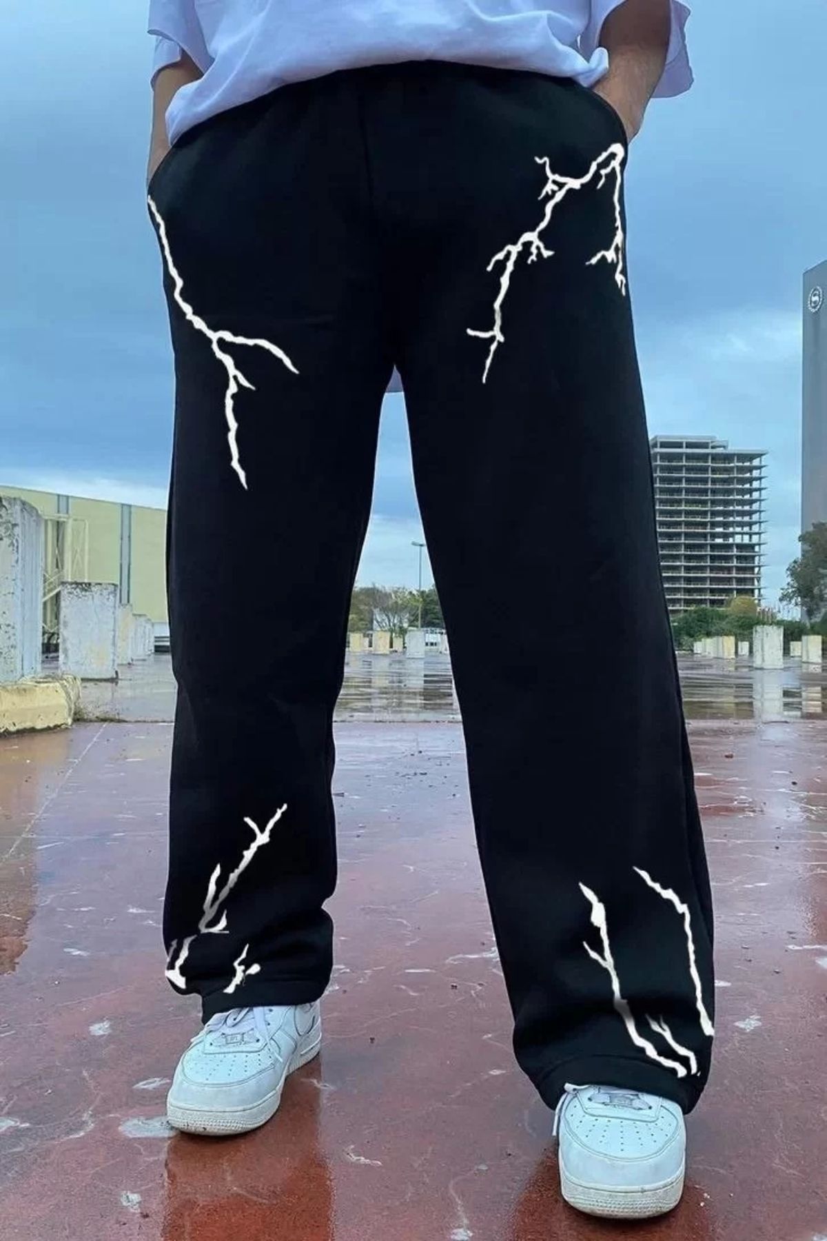 MODA Unisex Dijital Baskılı Eşofman Altı - Siyah