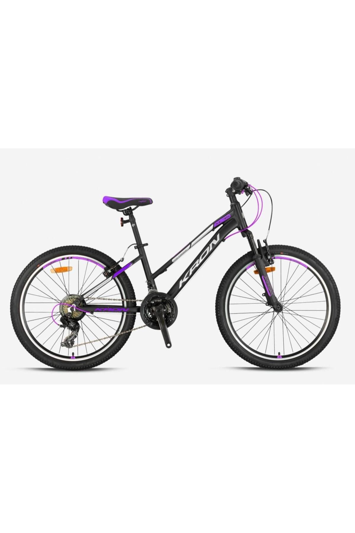 Kron XC 75 24 Jant Lady V-fren 21 Vites Alüminyum Gövde Kız Çocuk Dağ Bisikleti Mat Siyah Mor