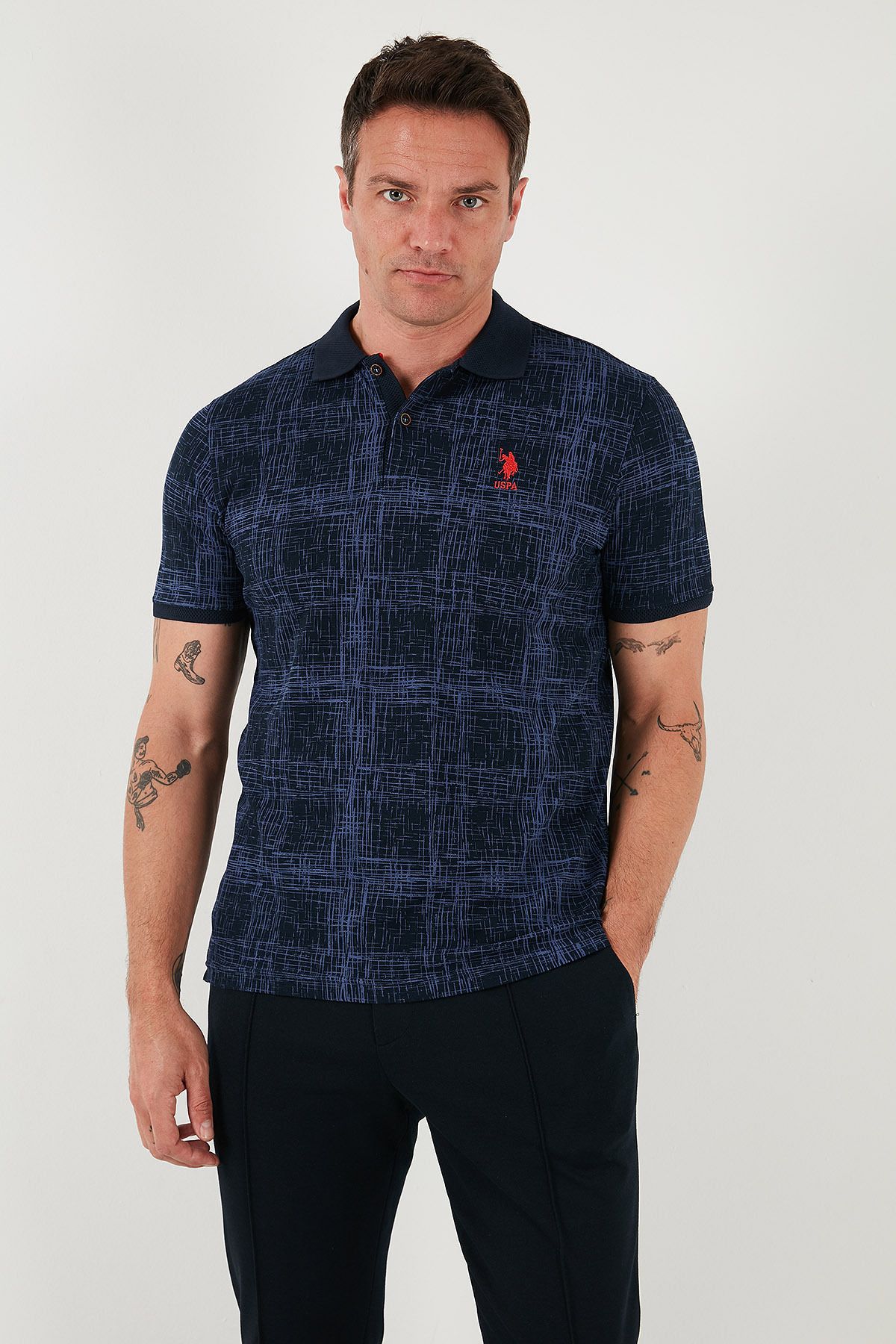 U.S. Polo Assn. U.S. Polo Kareli % 100 Pamuk Regular Fit Düğmeli Polo Yaka T Shirt Erkek POLO YAKA T SHİRT G081SZ011