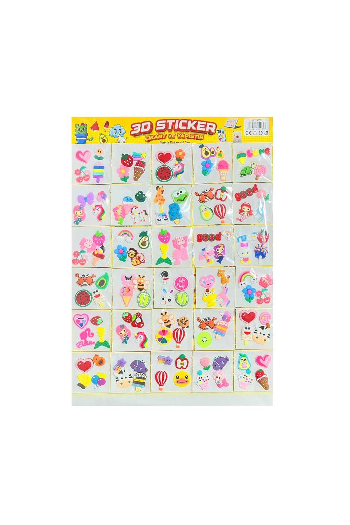 Art Tone ALT 3D STİCKER PLASTİK DEKORATİF SÜS ÇIKART VE YAPIŞTIR 30 LU PAKET