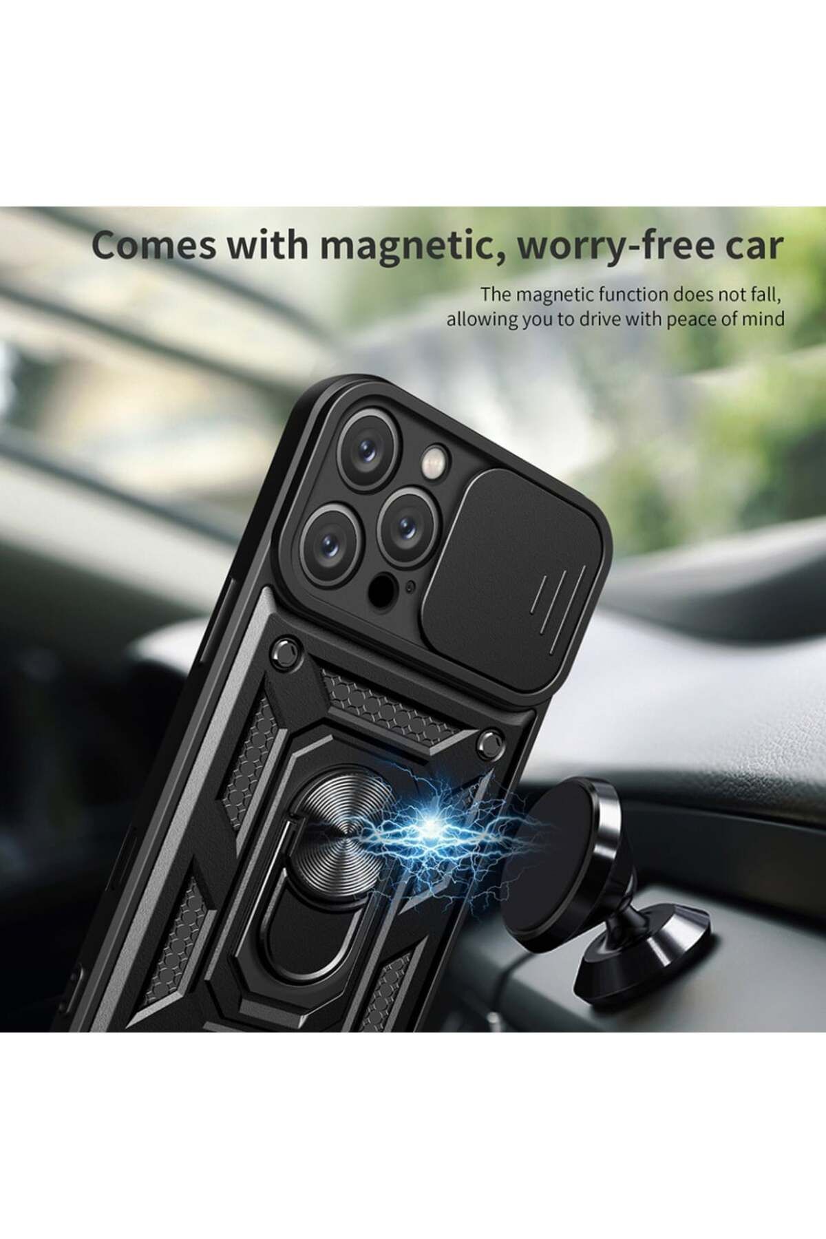 SKYDDAR INNOVATION-Husă pentru iPhone 16 Pro Max, protecție cameră, CamShield, neagră, set autocolante 6