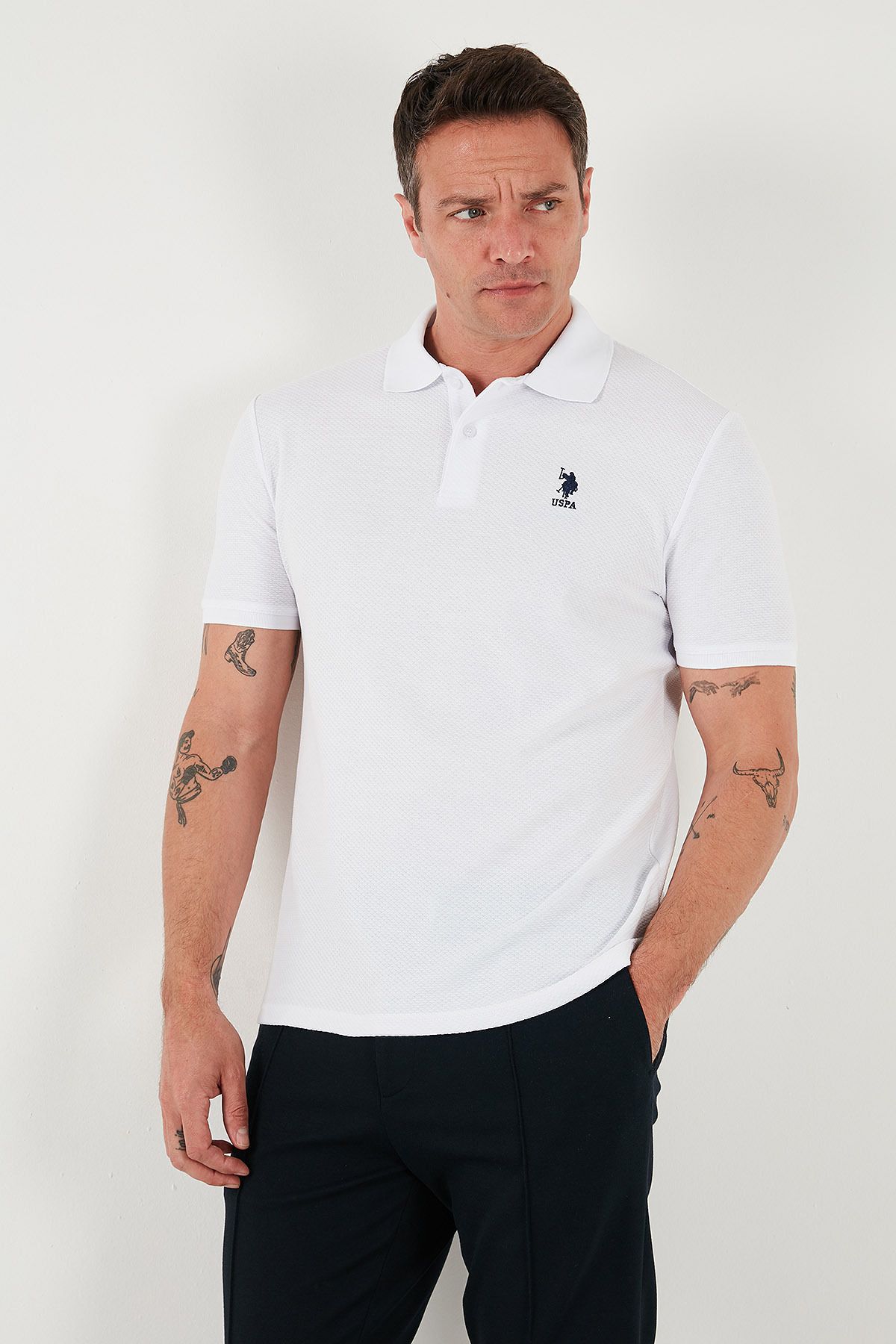 U.S. Polo Assn. U.S. Polo Logolu Pamuklu Regular Fit Düğmeli Polo Yaka T Shirt Erkek T SHİRT G081GL0112106339