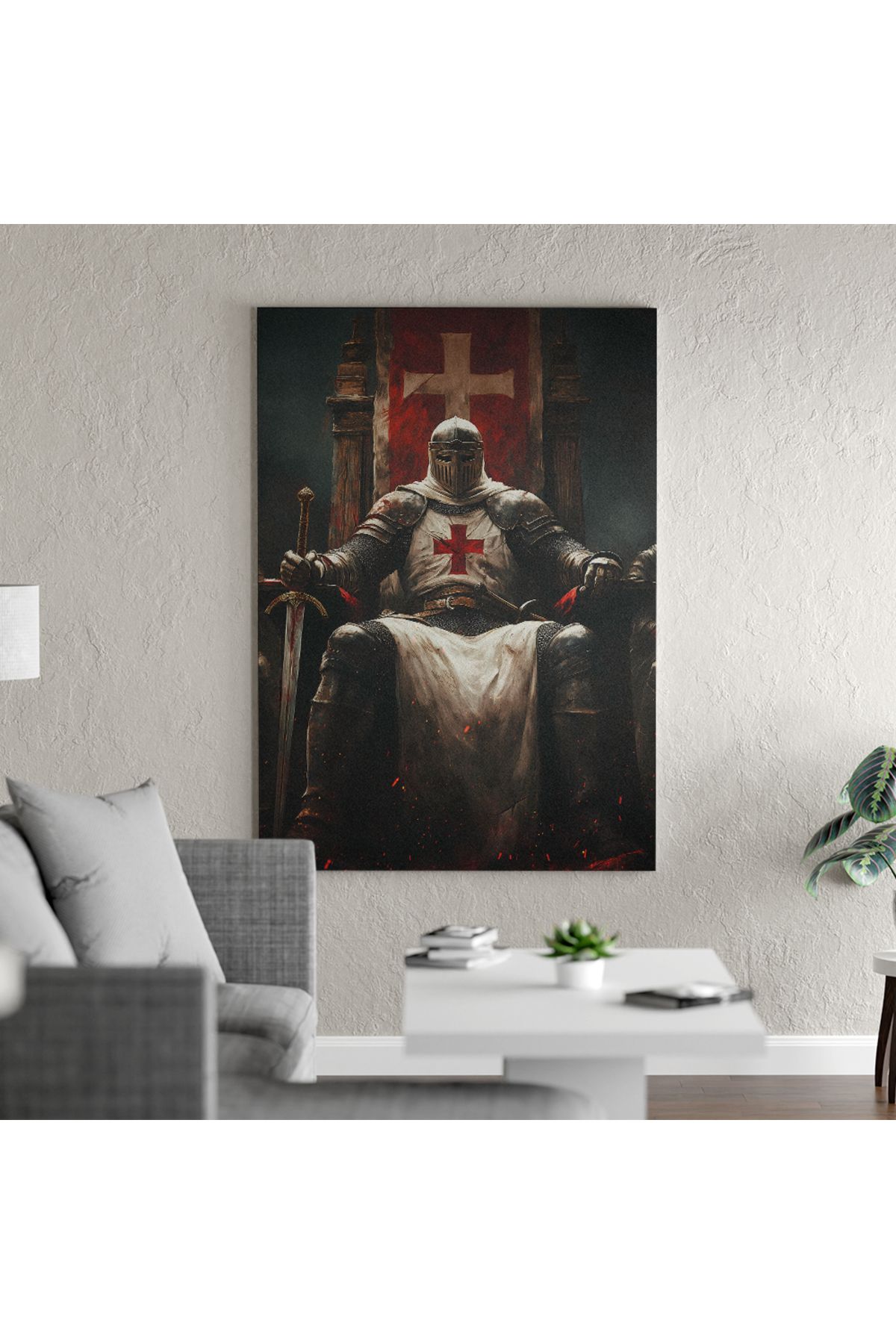 Yzc Store Ortaçağ Tapınak Şövalyesi Kanvas Tablo | Ortaçağ Şövalye Poster Ev Dekoru