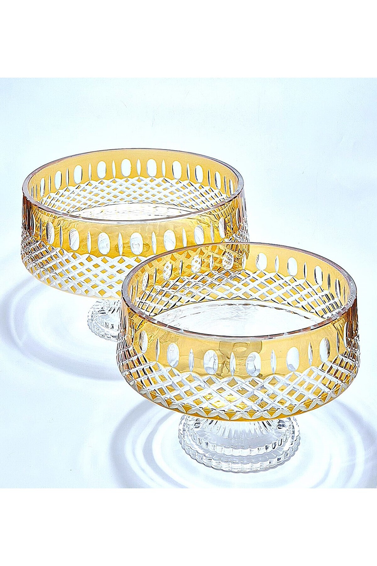 Kristal Market-Handmade Crystal Arish Pattern Decorative Presentation Bowl Set of 2 3