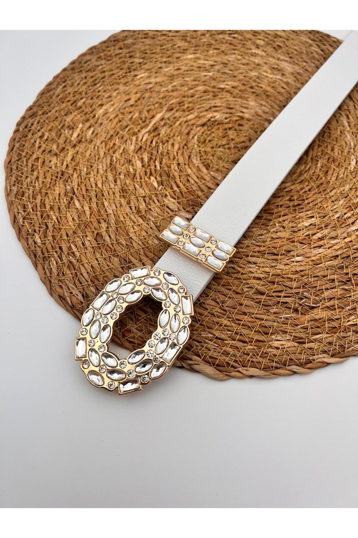 Descoin Taşlı Gold Tokalı Kadın Kemeri,Ceket Kemeri,Pantalon Kemeri,Elbise Kemeri