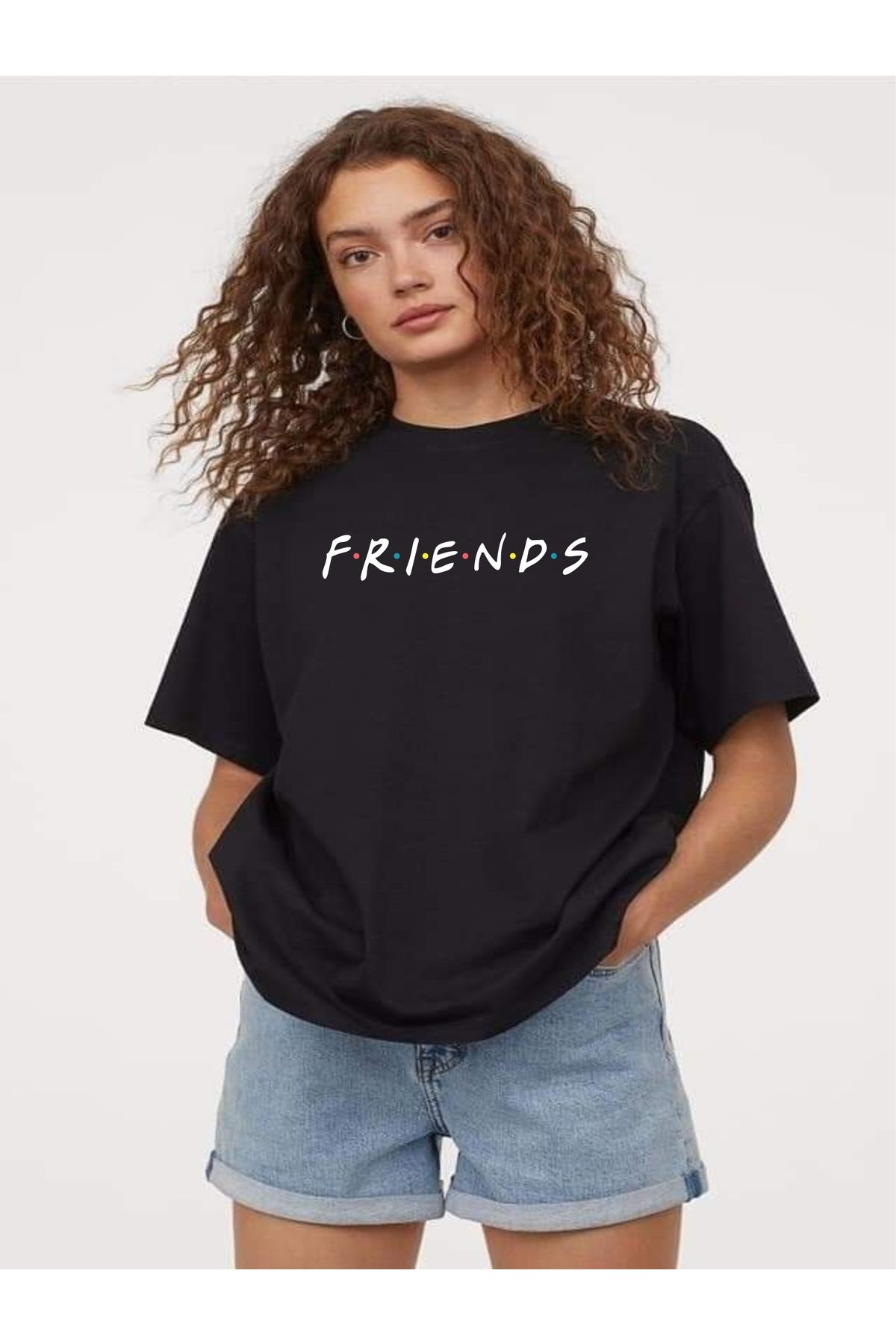 estilowear Kadın Oversize Baskılı Pamuklu T-shirt Model 1018