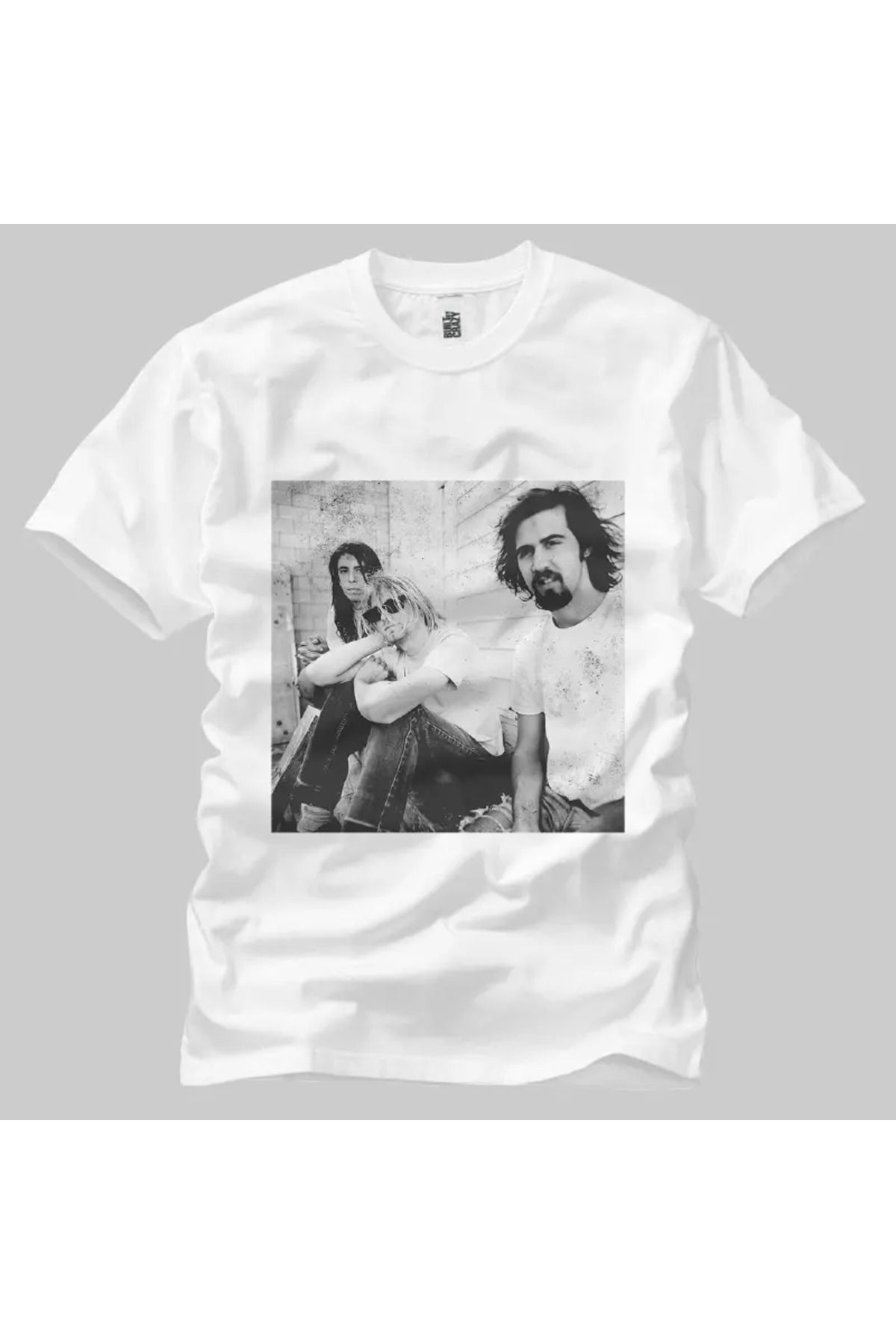 Built By Crazy Nirvana Black White Group Photo Unisex Tişört