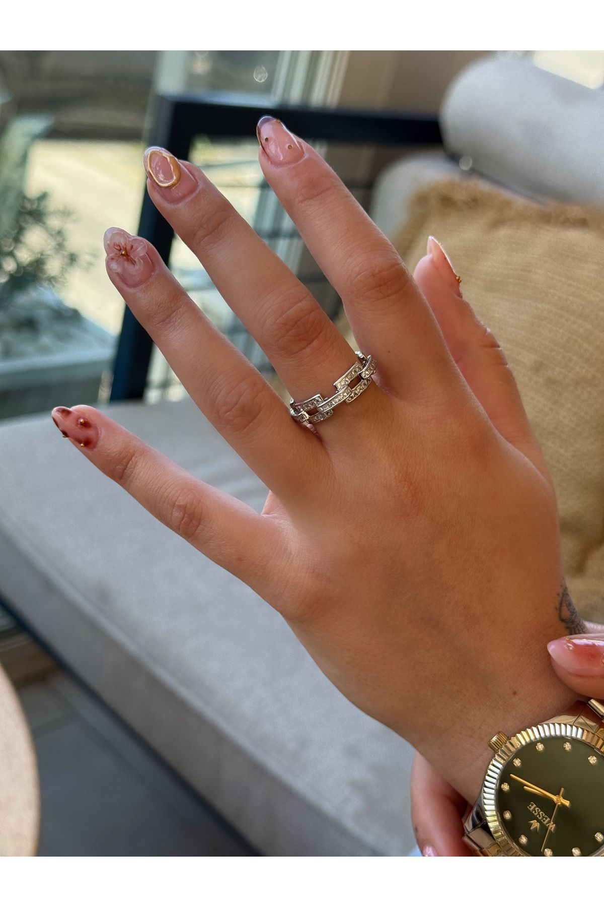 HeyYou Jewelry Ayarlanabilir zirkon yüzük