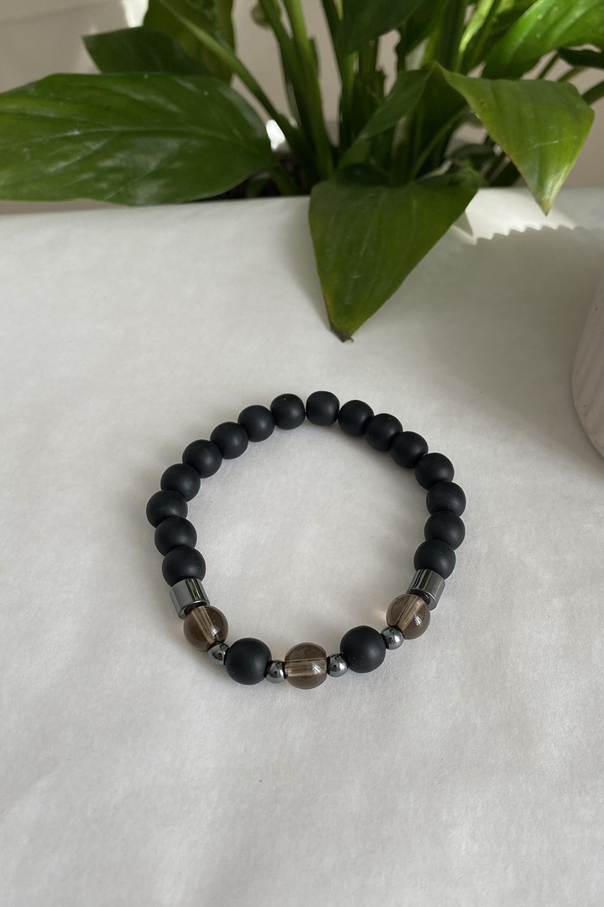 shop Erkek Siyah & Gri Boncuk Bileklik