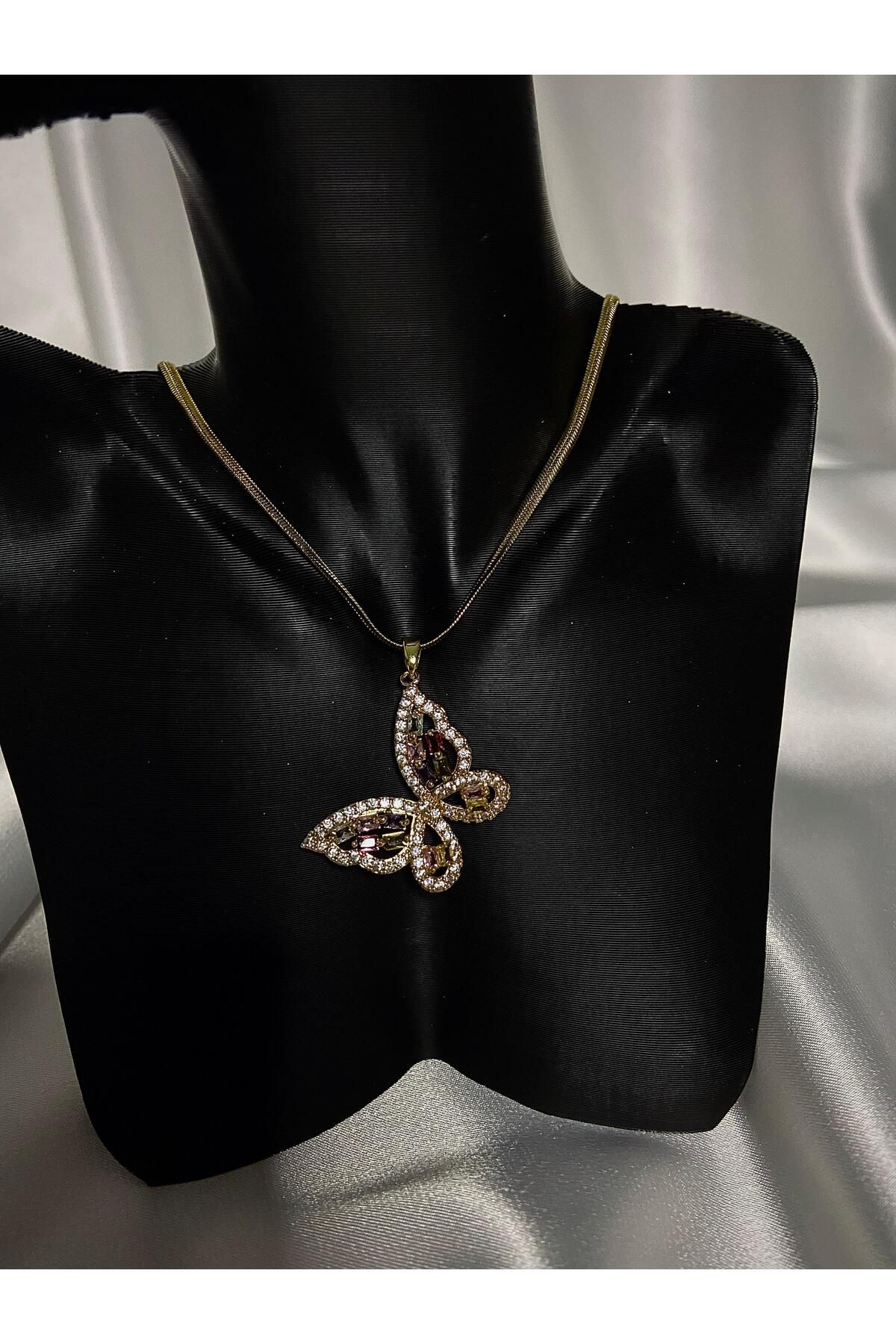 L'Atelier Aurelia RENKLİ TAŞLI KELEBEK KOLYE