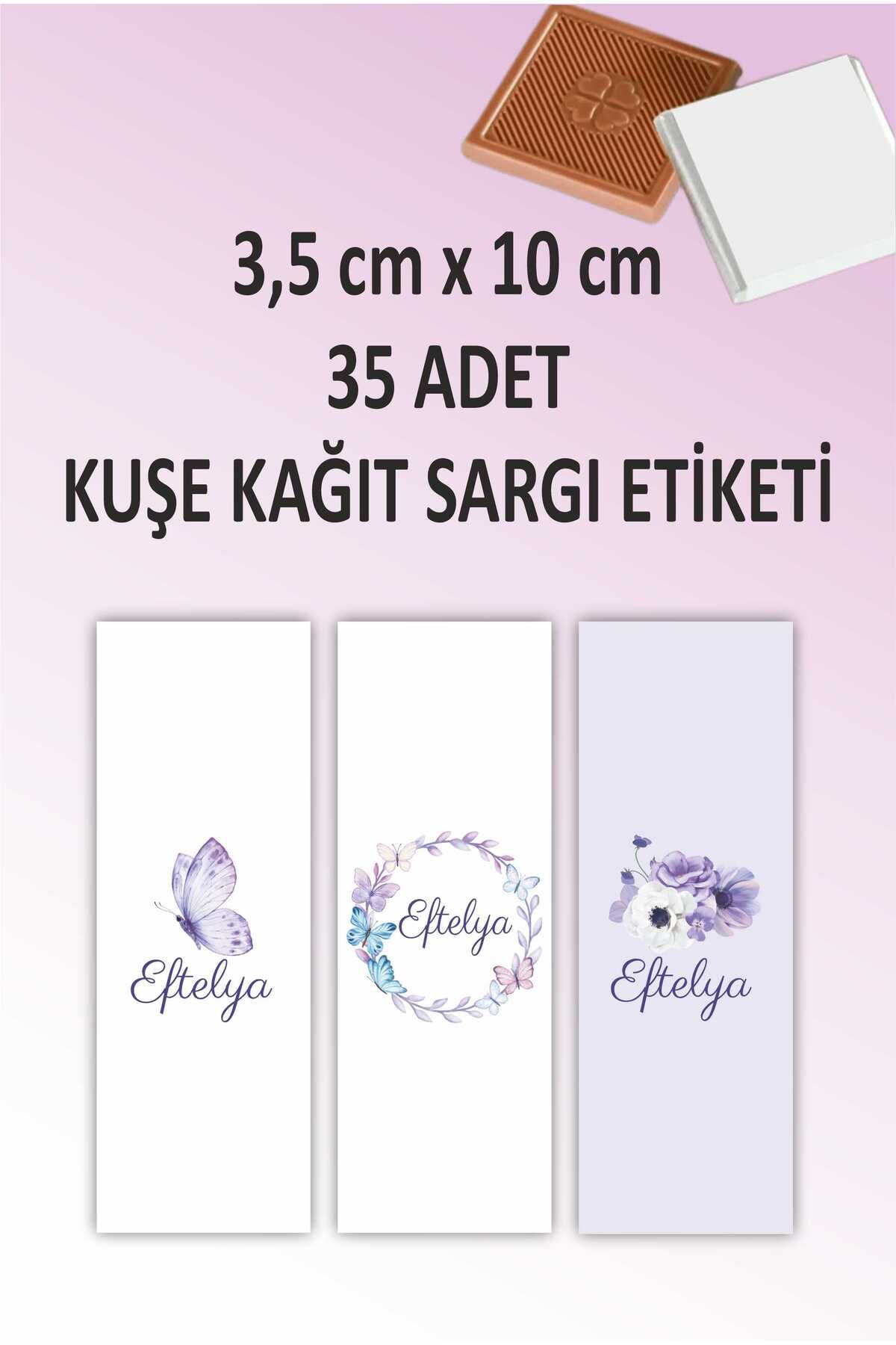 fırsatlar diyarı Özel Isimli Sargı Çikolata Etiketi - Kelebek Tema - Kesimli Parlak Kuşe Sticker - 35 Adet