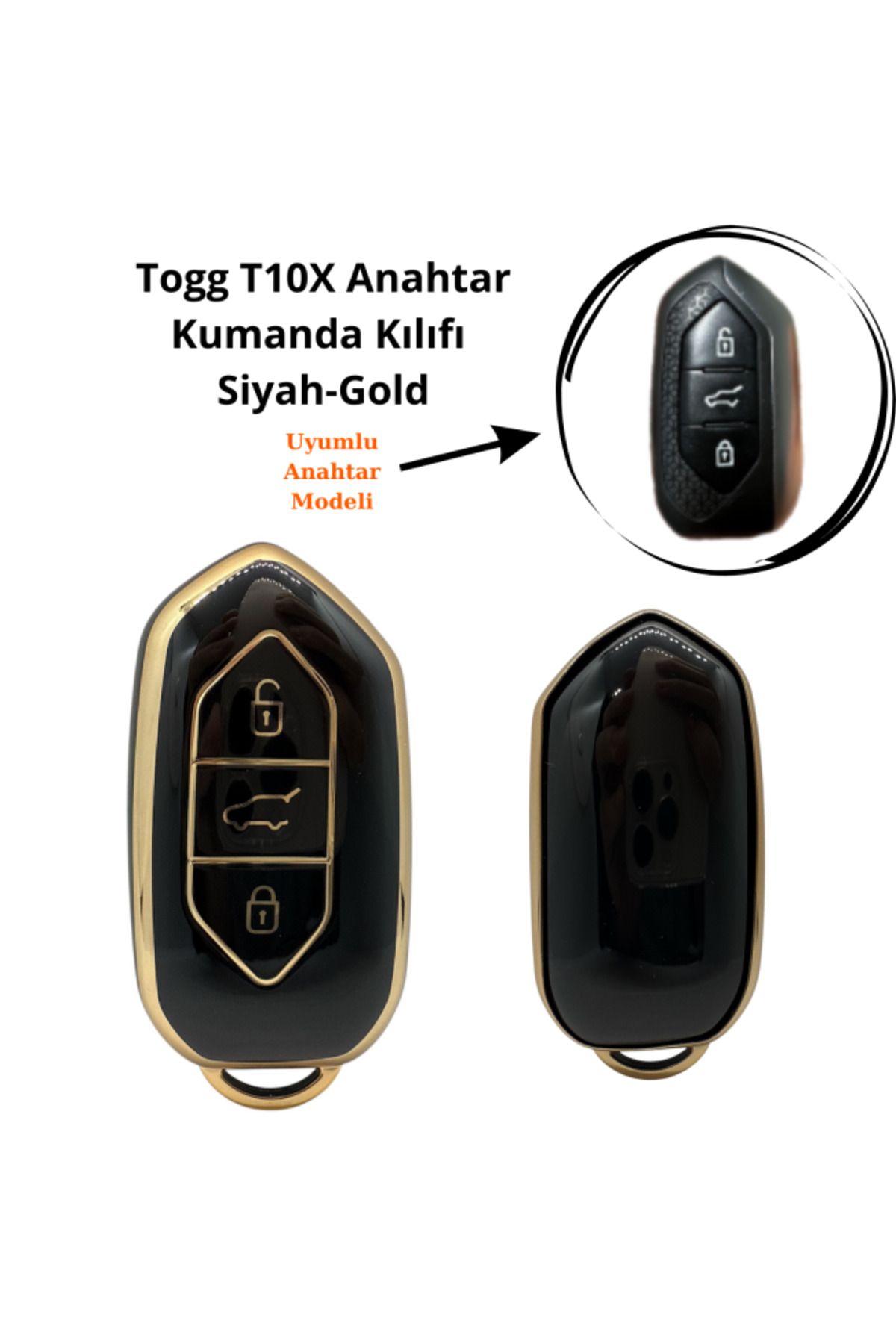 maxisepet Togg T10X Anahtar Kumanda Kılıfı Siyah Gold