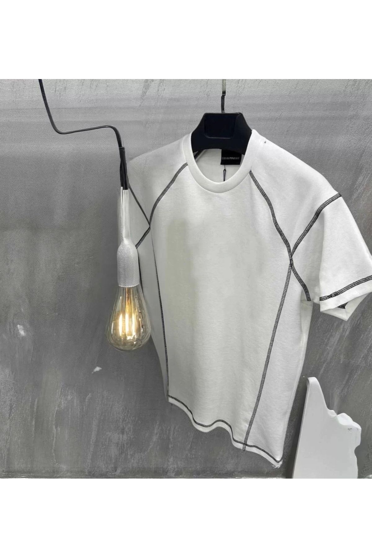 MODA Unisex Karoyaka Dikişli Oversize T-Shirt - Beyaz