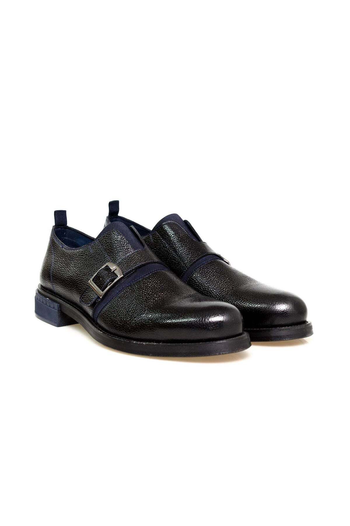 Butik SİYAH LACİVERT RENK BAĞCIKSIZ HAKİKİ DERİ ERKEK AYAKKABI