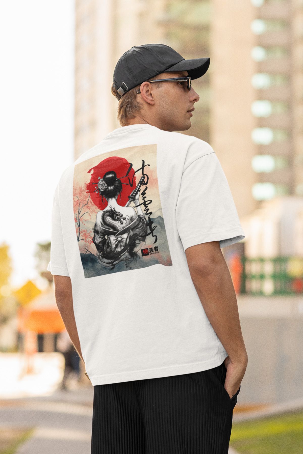 2XB Samurai Geisha Baskılı Unisex Oversize T-Shirt