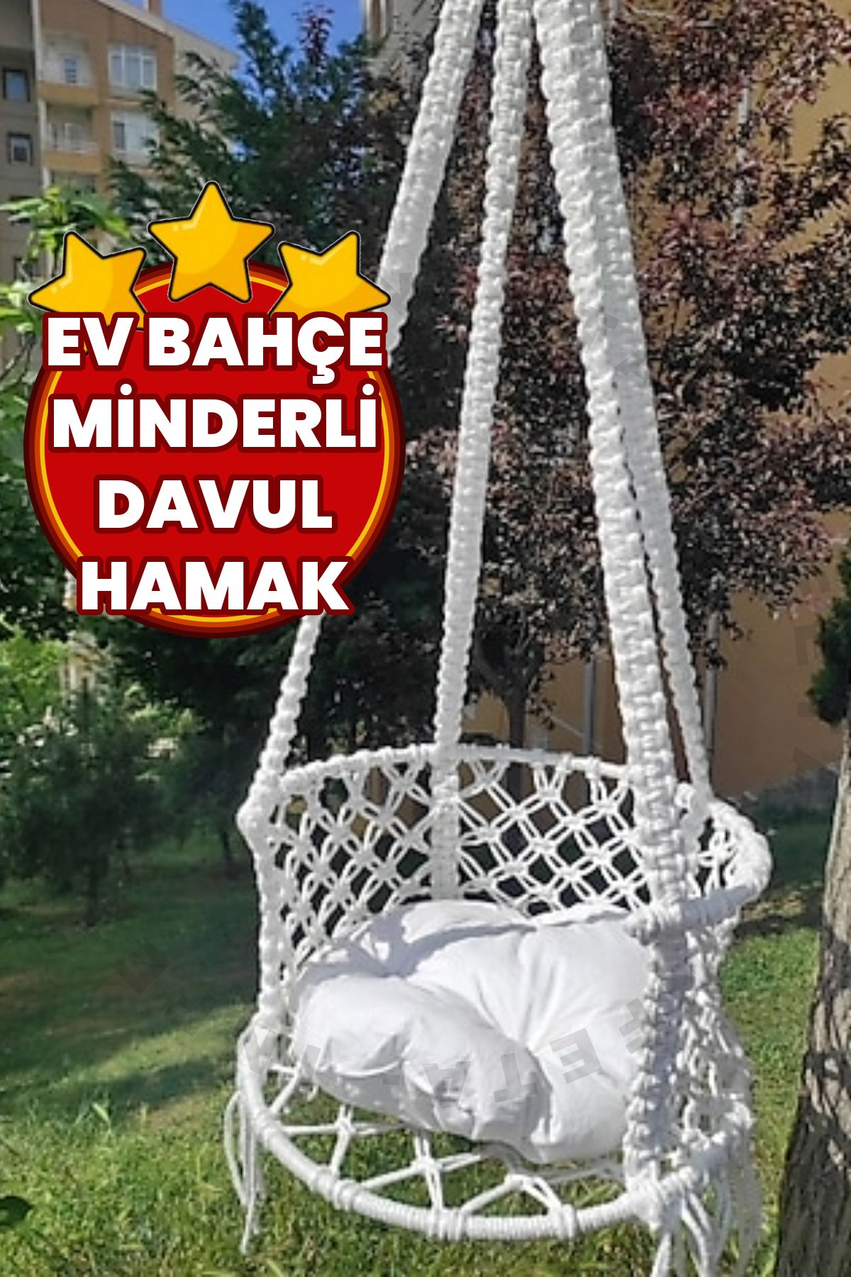 İnfeta Minderli Davul Salıncak Hamak Kolay Kurulum Bahçe Ev Piknik Yazlık Salıncak Çap: 60cm 150kg kapasite