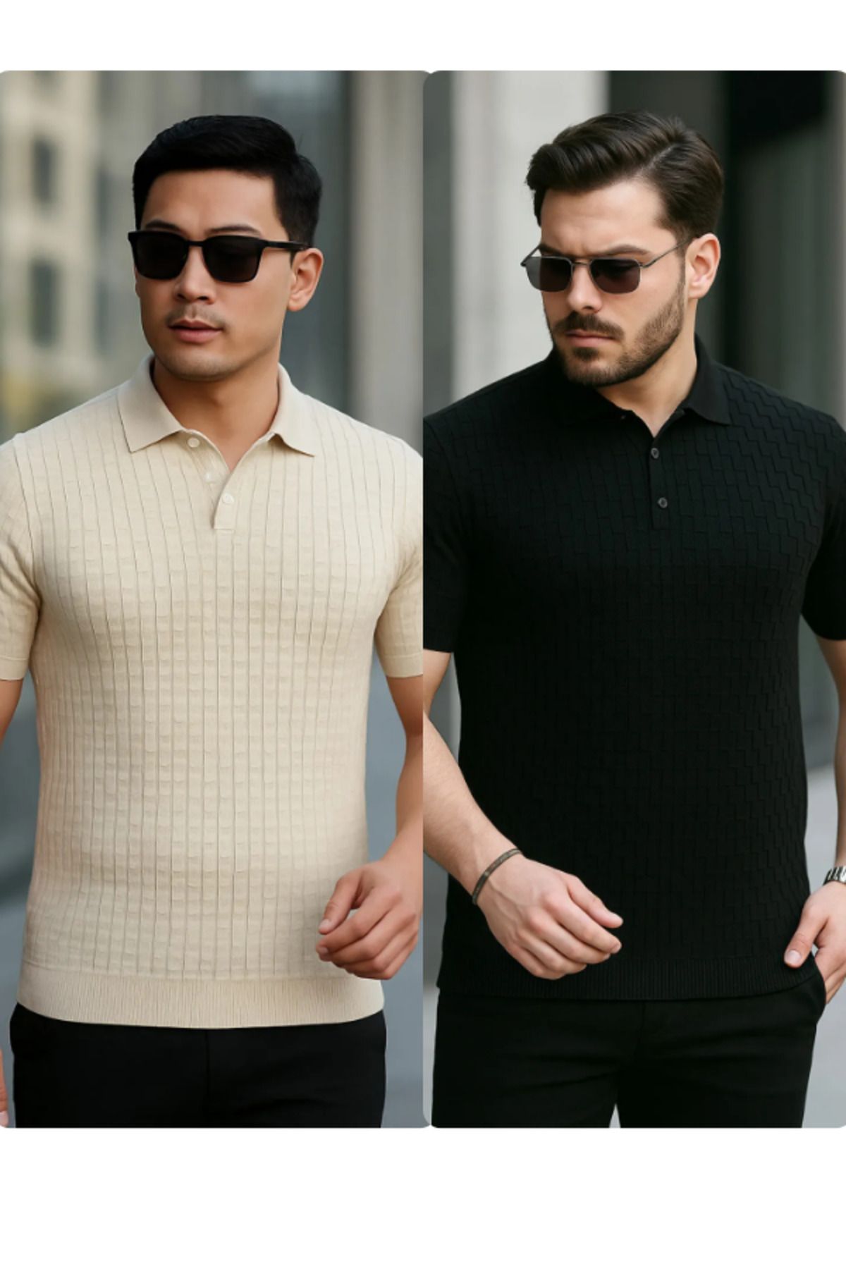 Liberto Erkek Dokulu Polo Yaka Triko Tişört – Modern Fit Tasarım 2'li İndirim Paket