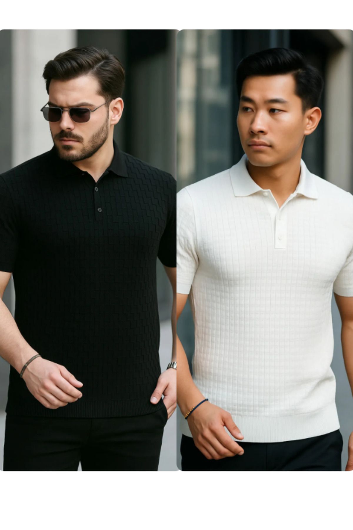 Liberto Erkek Dokulu Polo Yaka Triko Tişört – Modern Fit Tasarım 2'li İndirim Paket