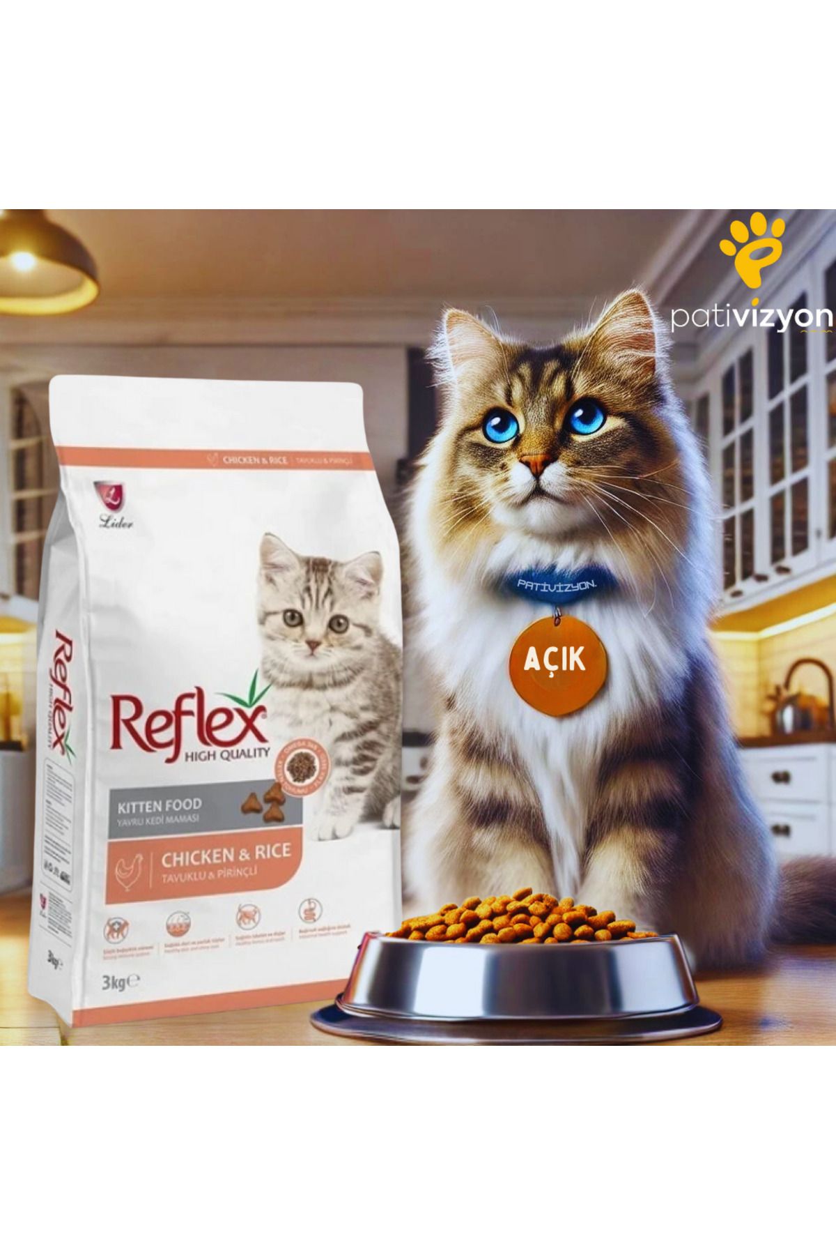 Reflex Kıtten Tavuklu Yavru Kedi Maması 1 kg Açık