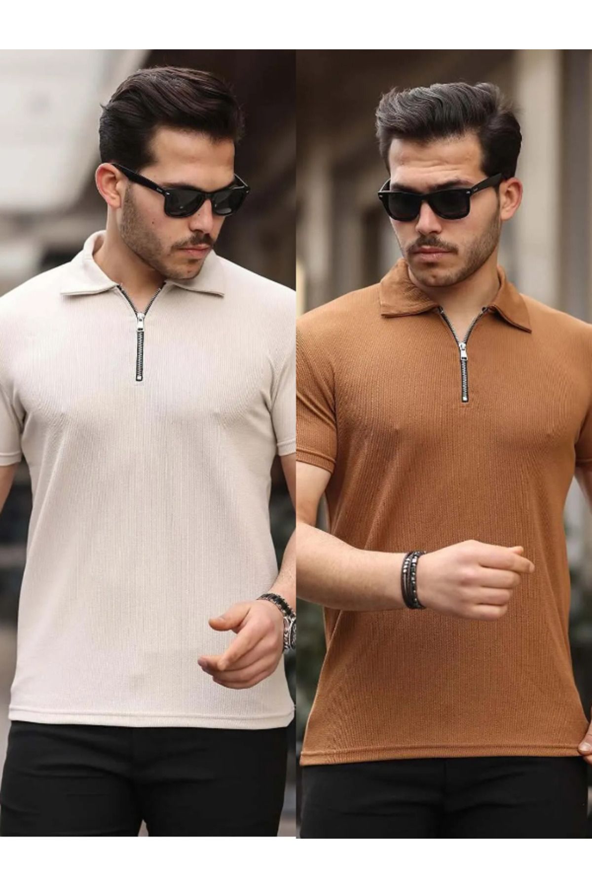 Liberto Erkek Yarım Fermuarlı Polo Yaka Casual Tişört – Şık ve Rahat Yazlık Model 2'li Paket